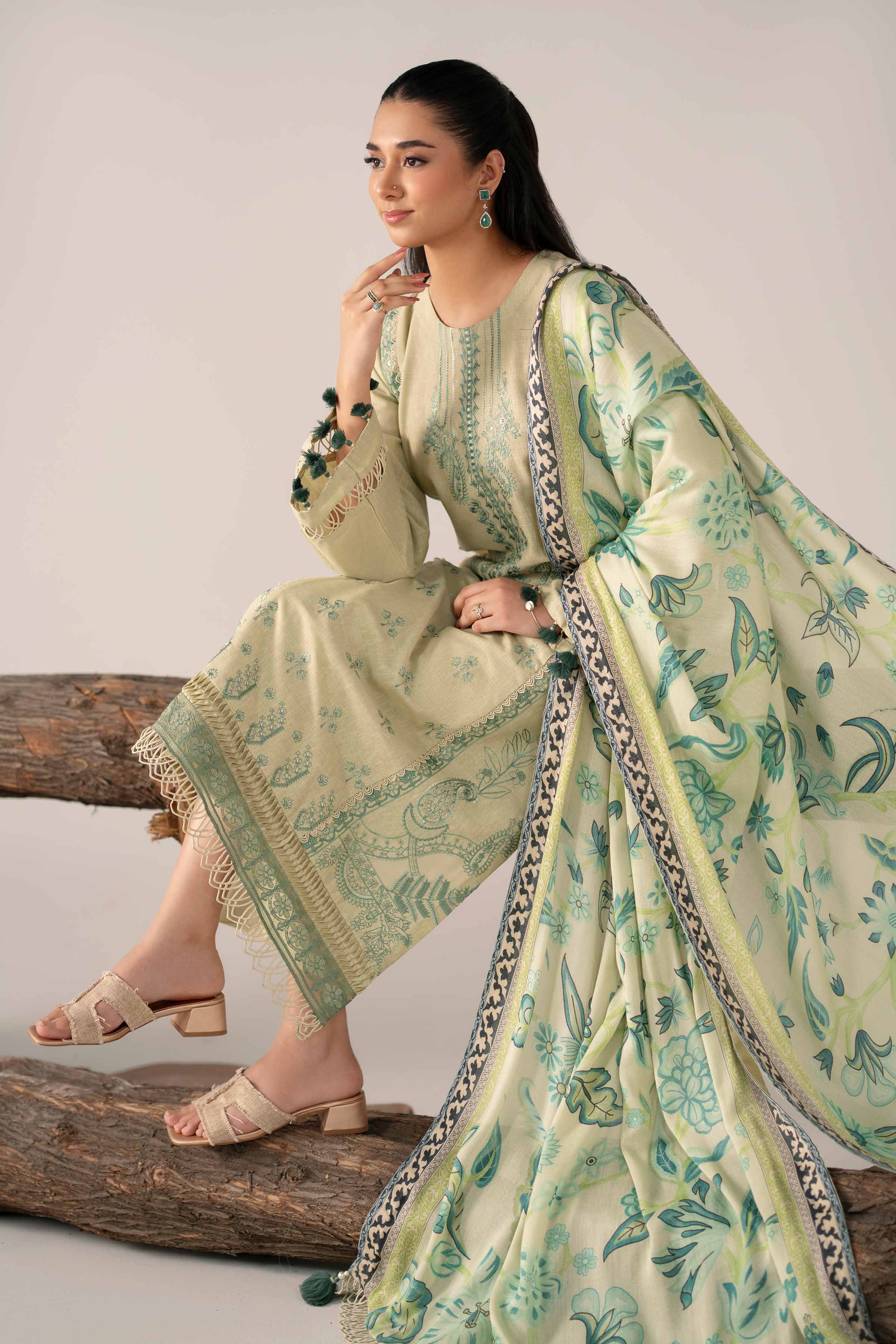 3 Piece - Digital Printed Embroidered Suit - 42502976