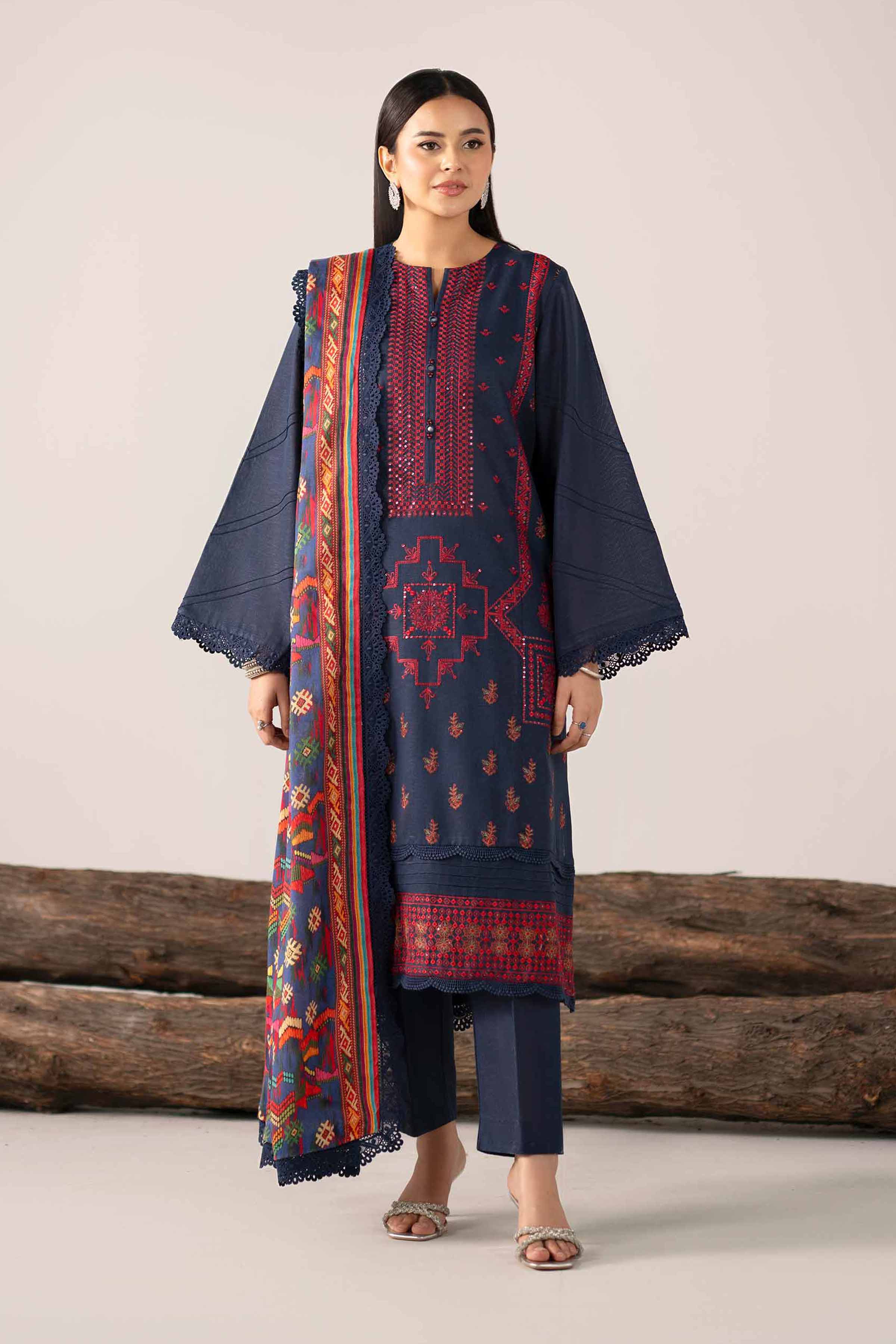 3 Piece - Digital Printed Embroidered Suit - 42502977