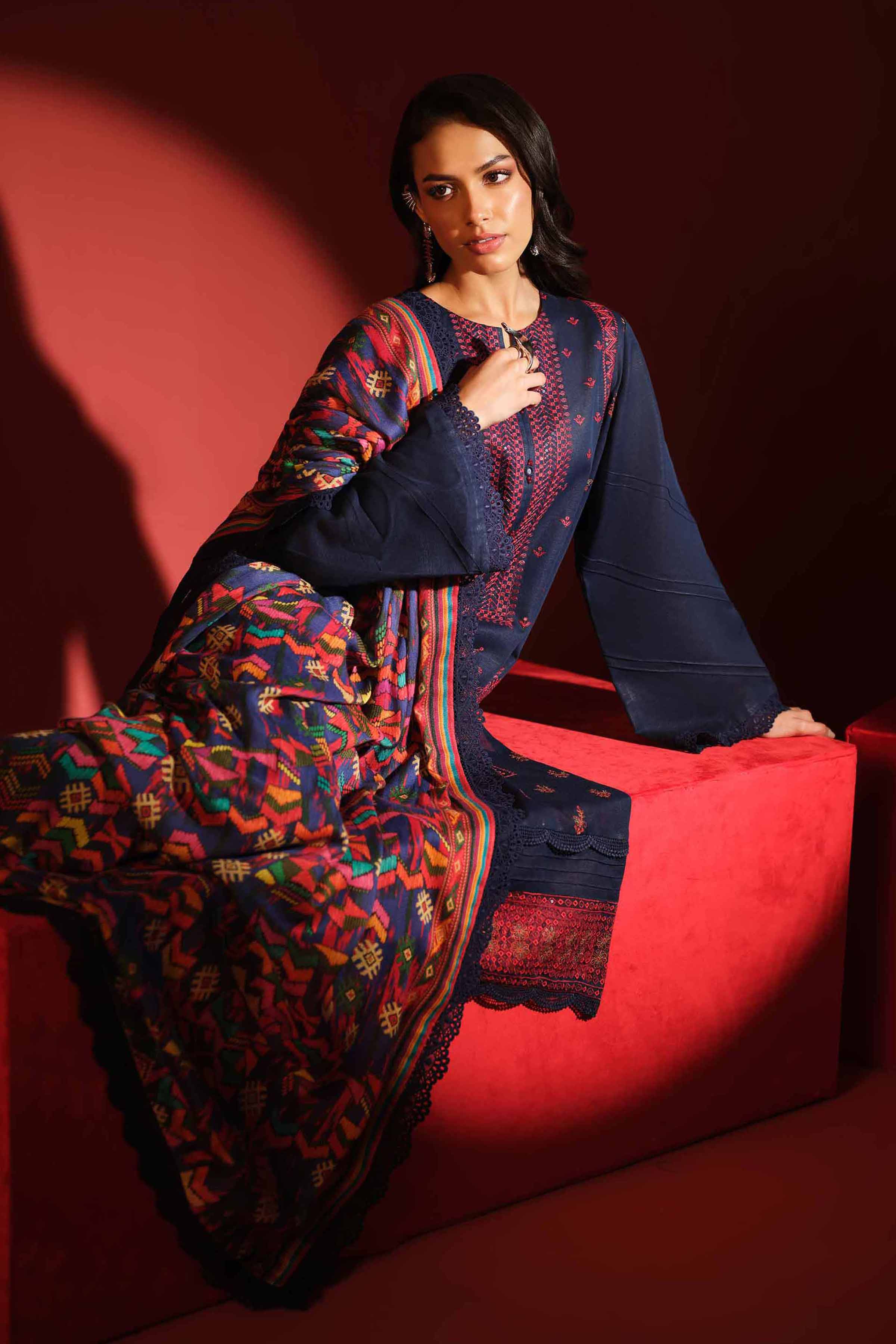 3 Piece - Digital Printed Embroidered Suit - 42502977