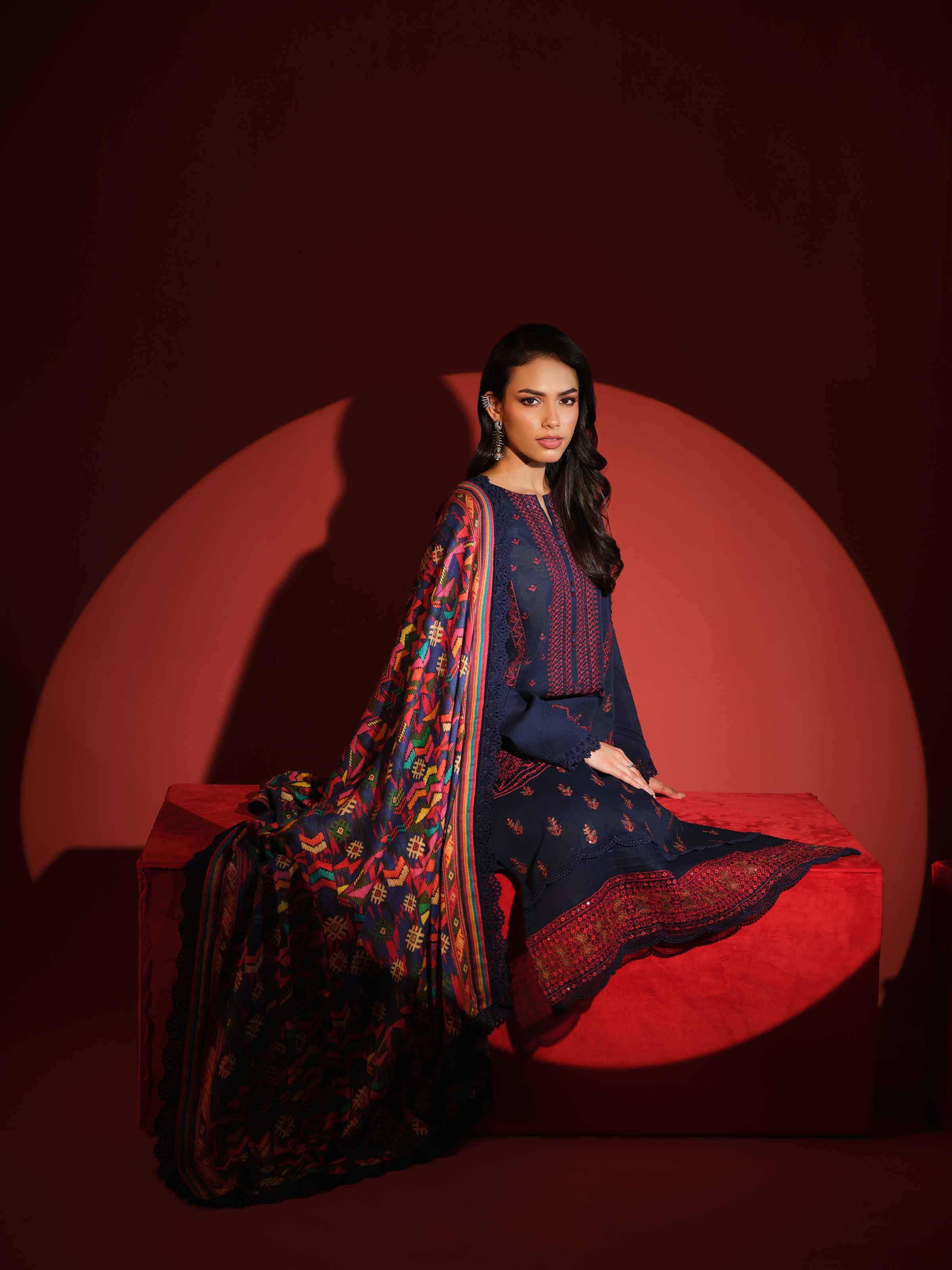 3 Piece - Digital Printed Embroidered Suit - 42502977