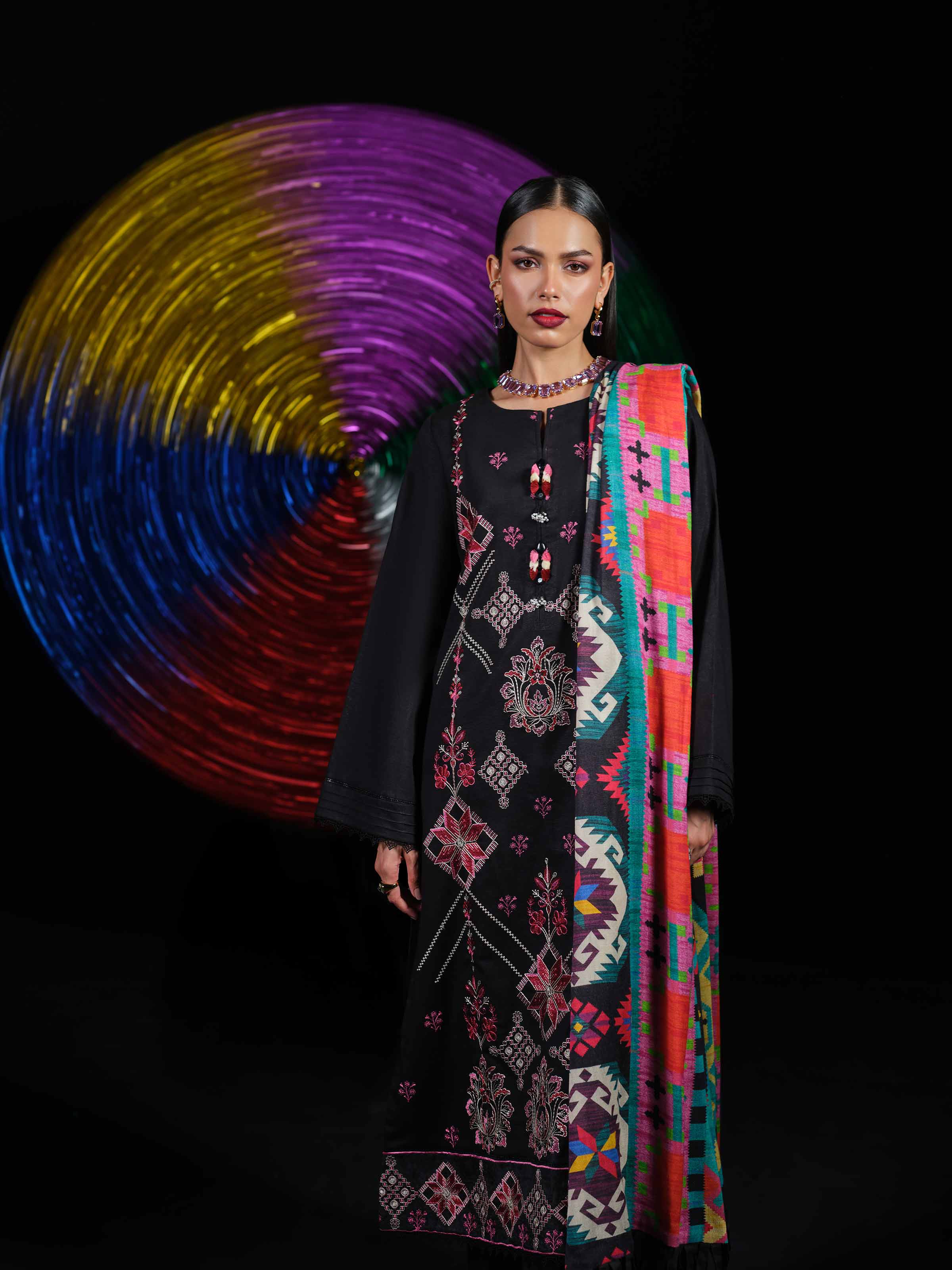 3 Piece - Digital Printed Embroidered Suit - 42502981