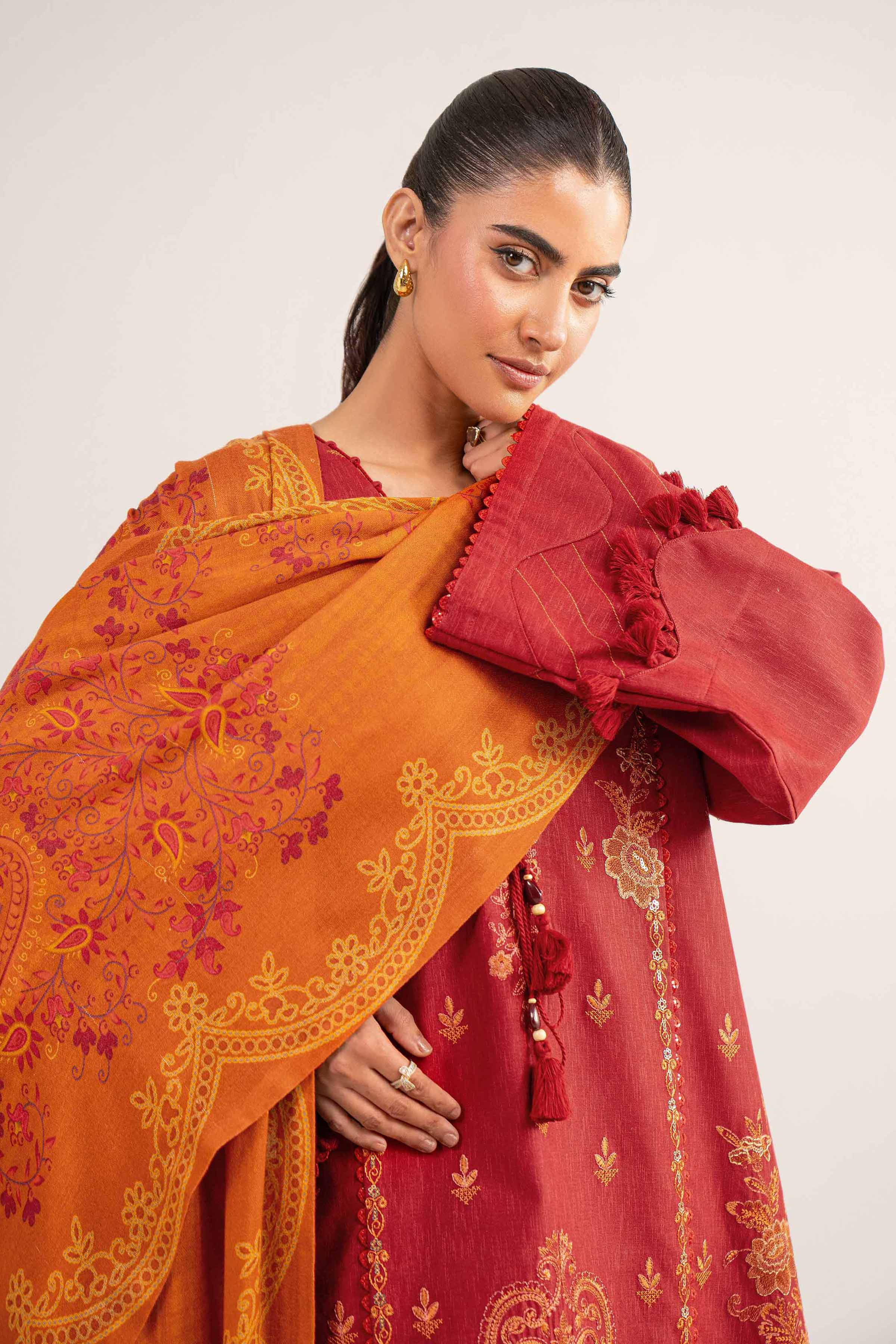 3 Piece - Digital Printed Embroidered Suit - 42502983