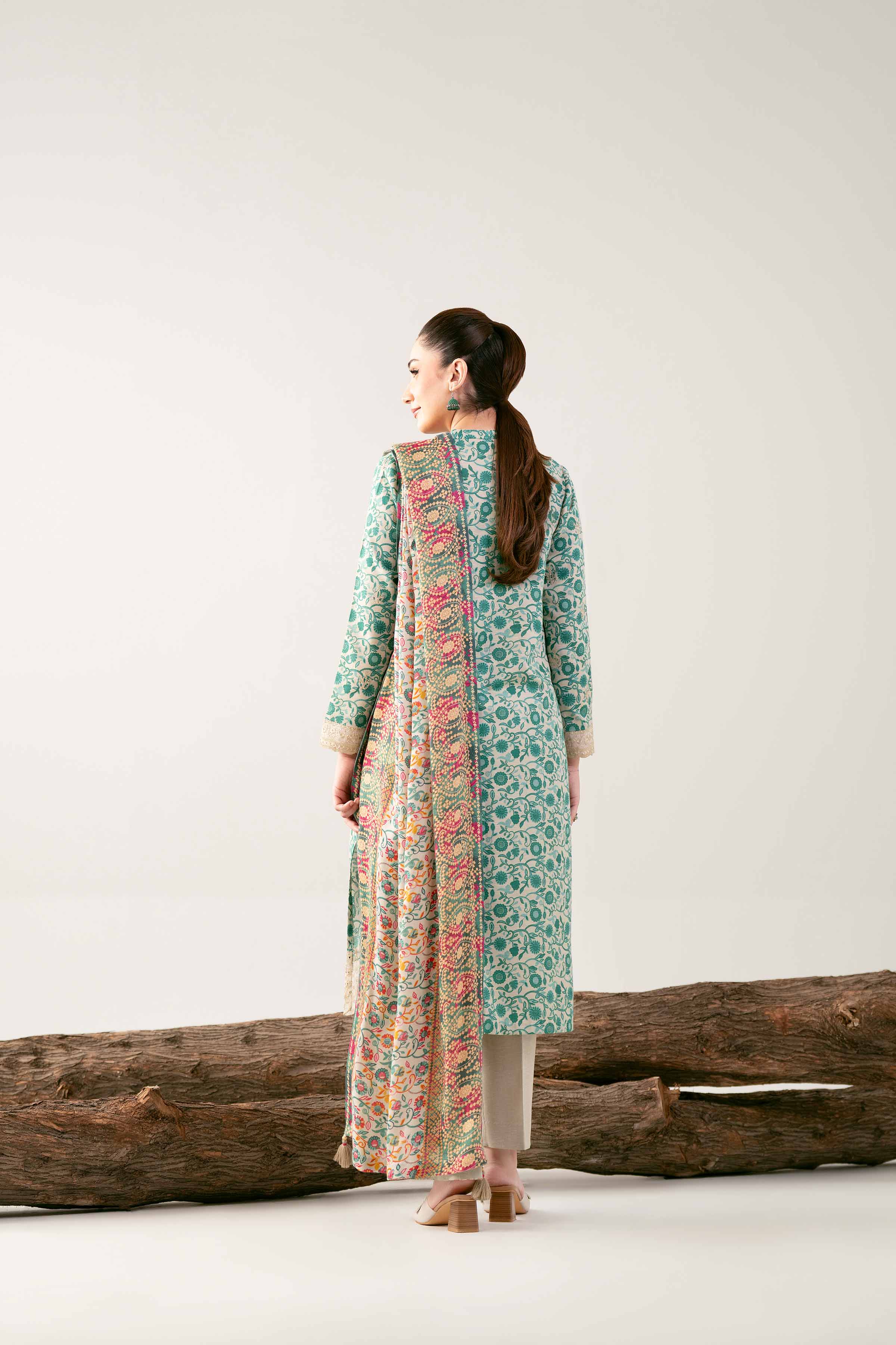 3 Piece - Digital Printed Embroidered Suit - 42502984