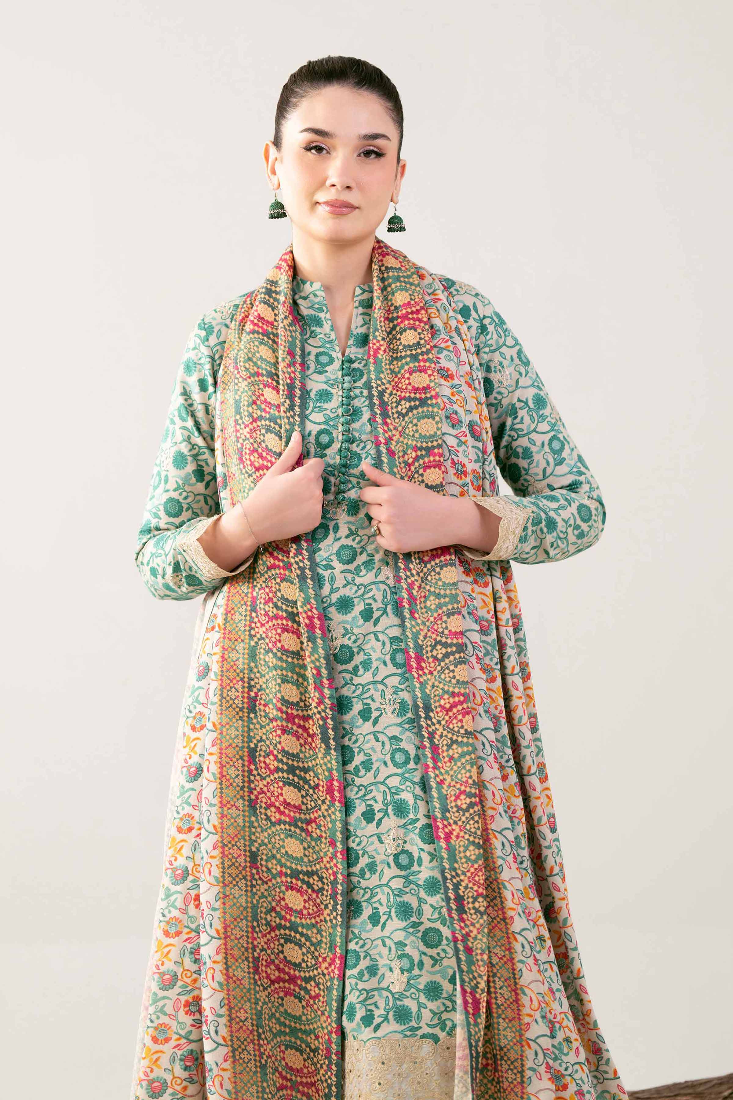 3 Piece - Digital Printed Embroidered Suit - 42502984