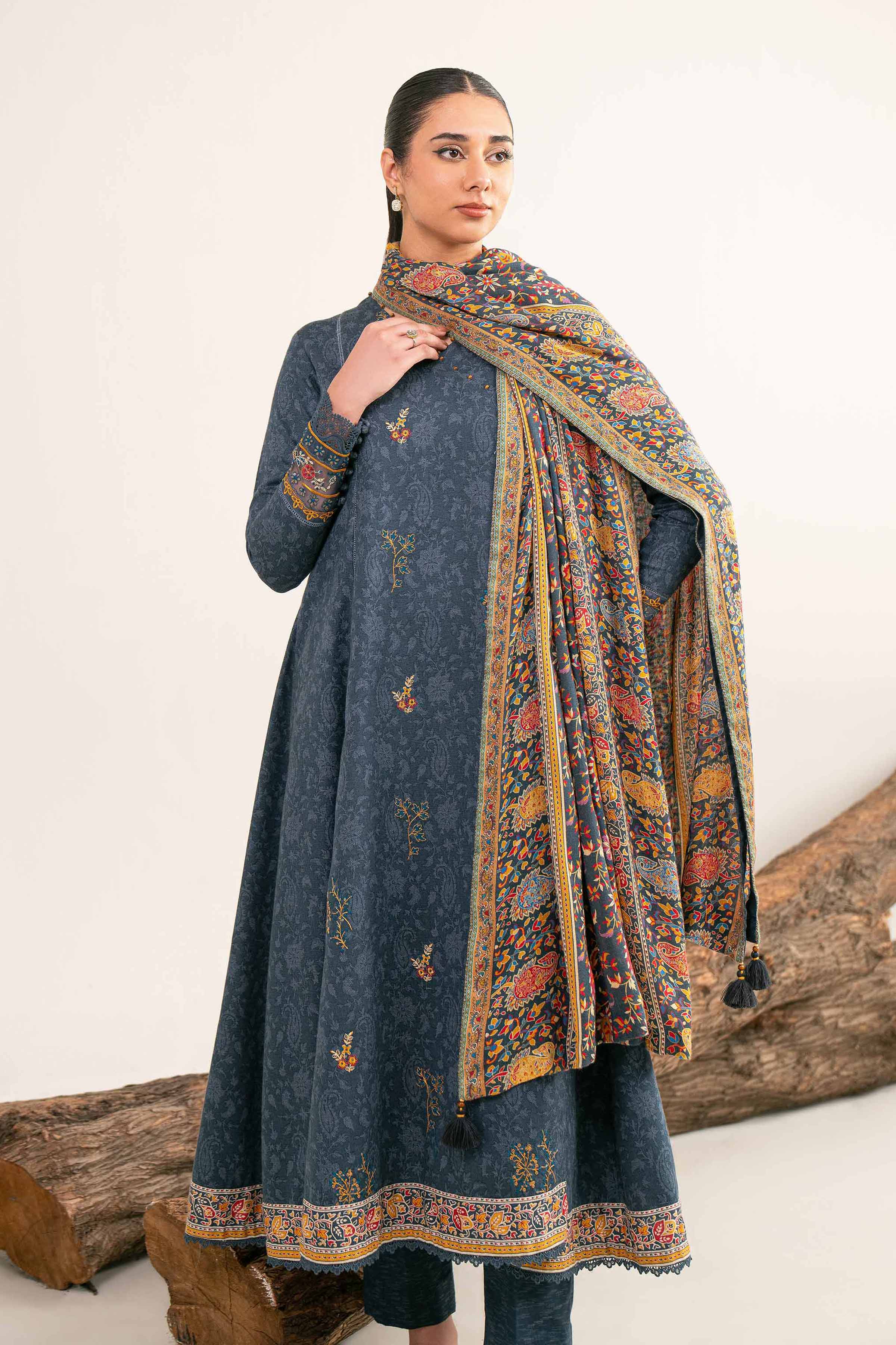 3 Piece - Digital Printed Embroidered Suit - 42502987