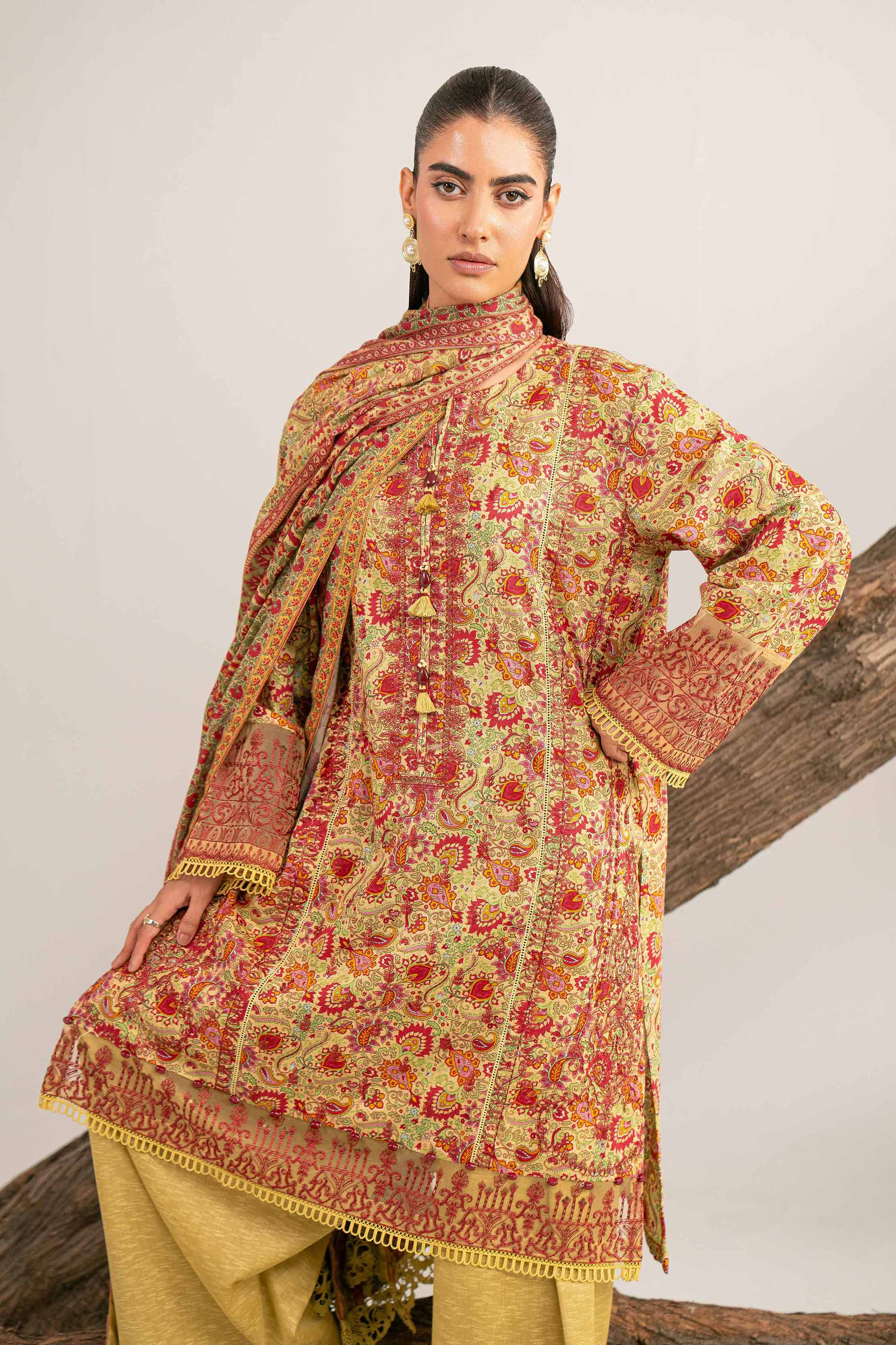 3 Piece - Digital Printed Embroidered Suit - 42502988