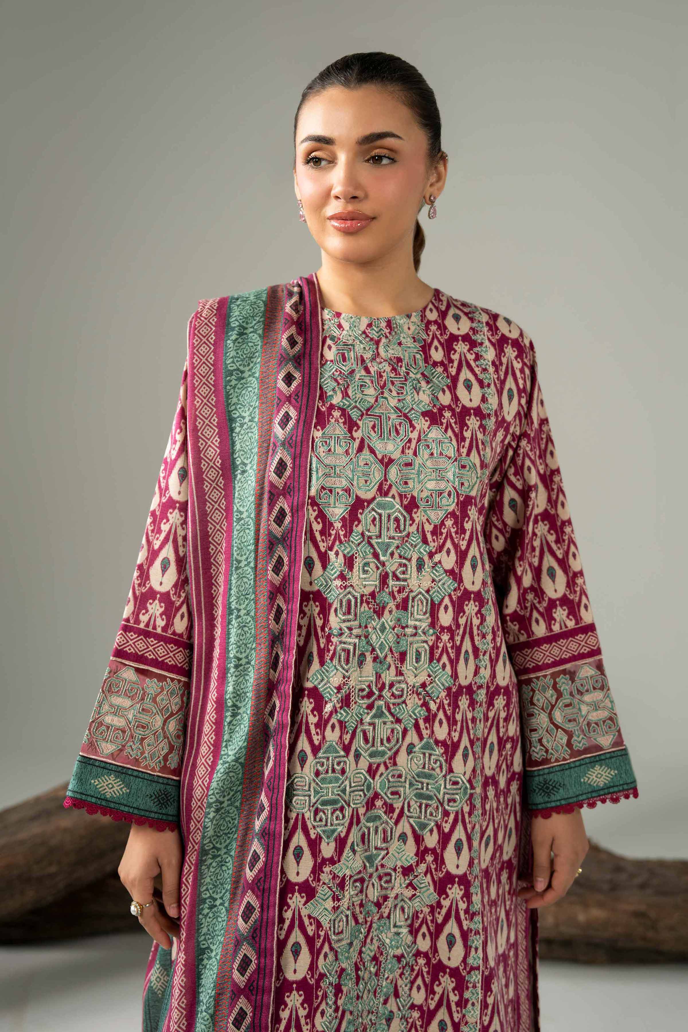 3 Piece - Digital Printed Embroidered Suit - 42502989