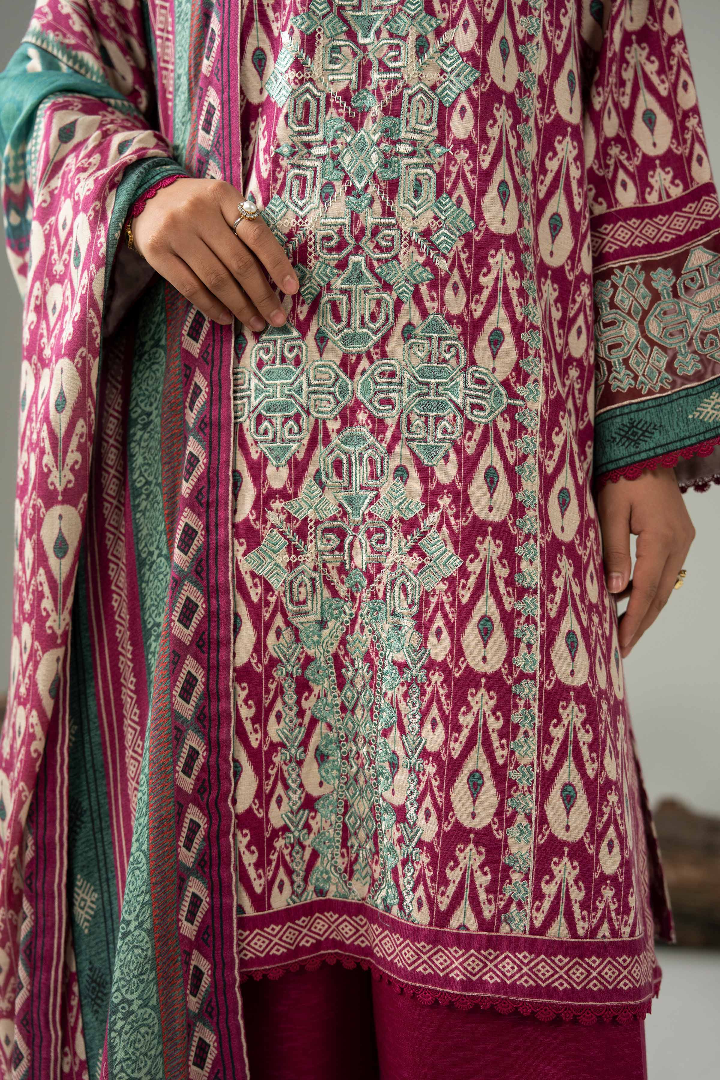 3 Piece - Digital Printed Embroidered Suit - 42502989