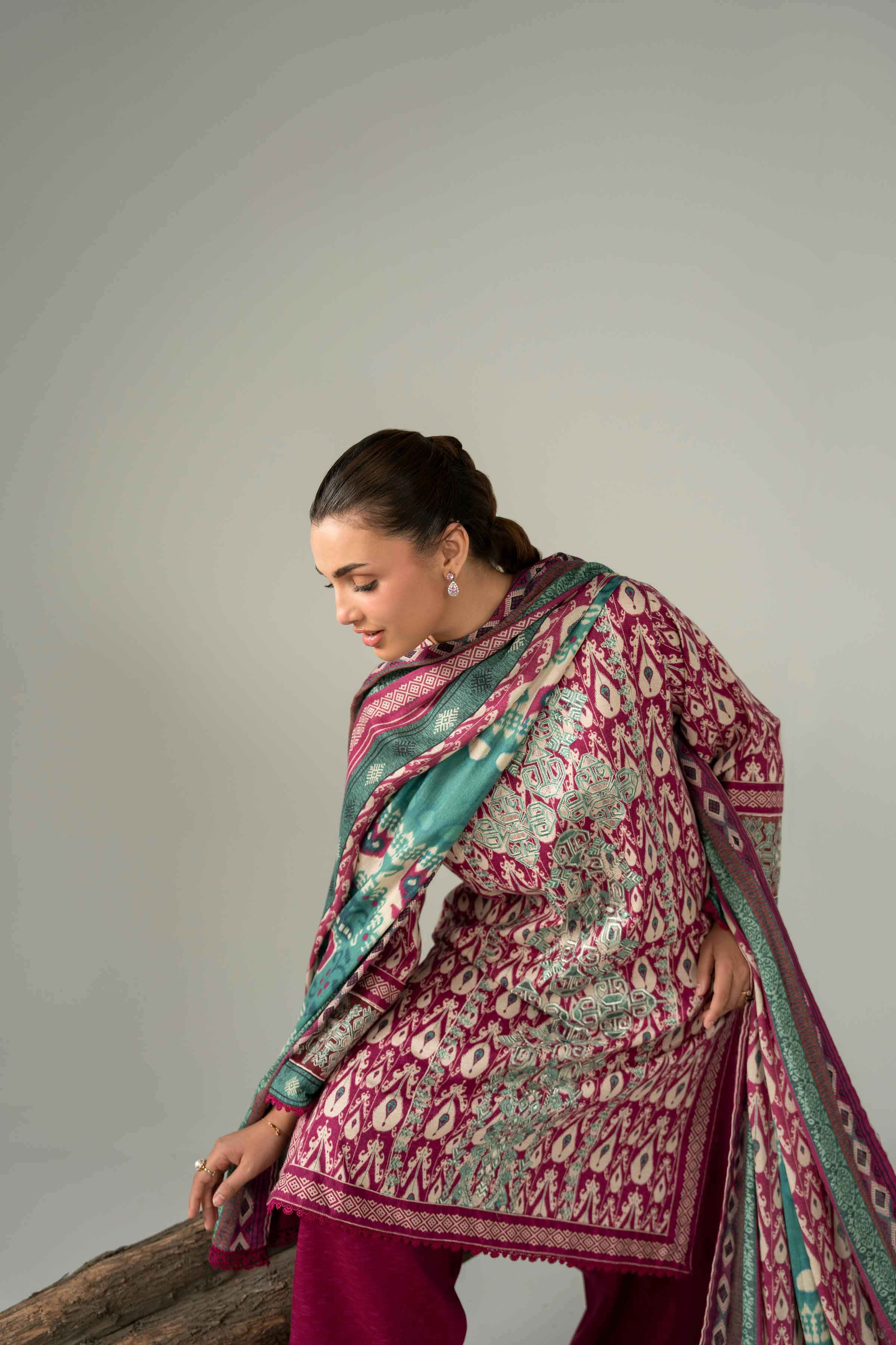 3 Piece - Digital Printed Embroidered Suit - 42502989