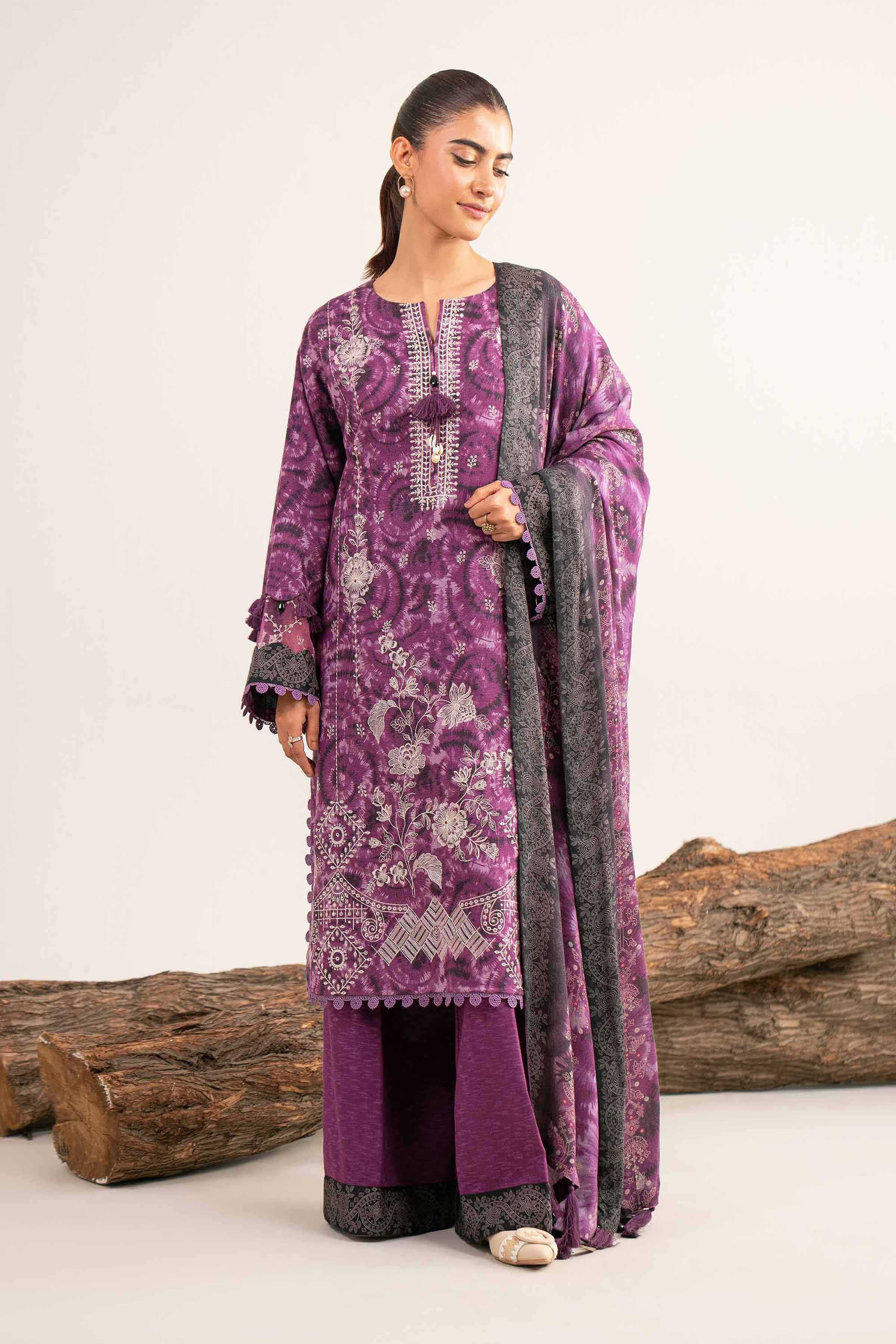 3 Piece - Digital Printed Embroidered Suit - 42502990