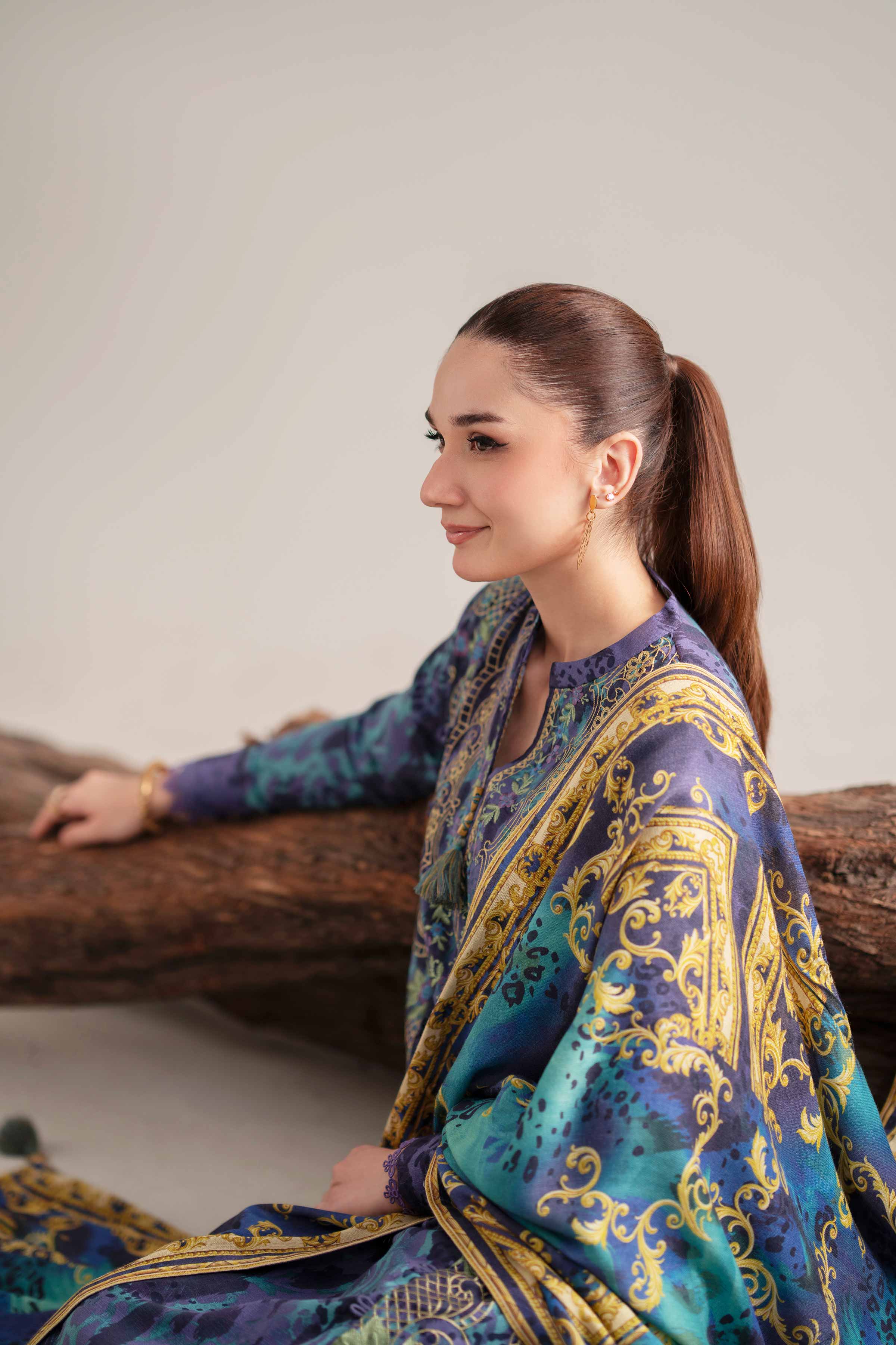 3 Piece - Digital Printed Embroidered Suit - 42502991