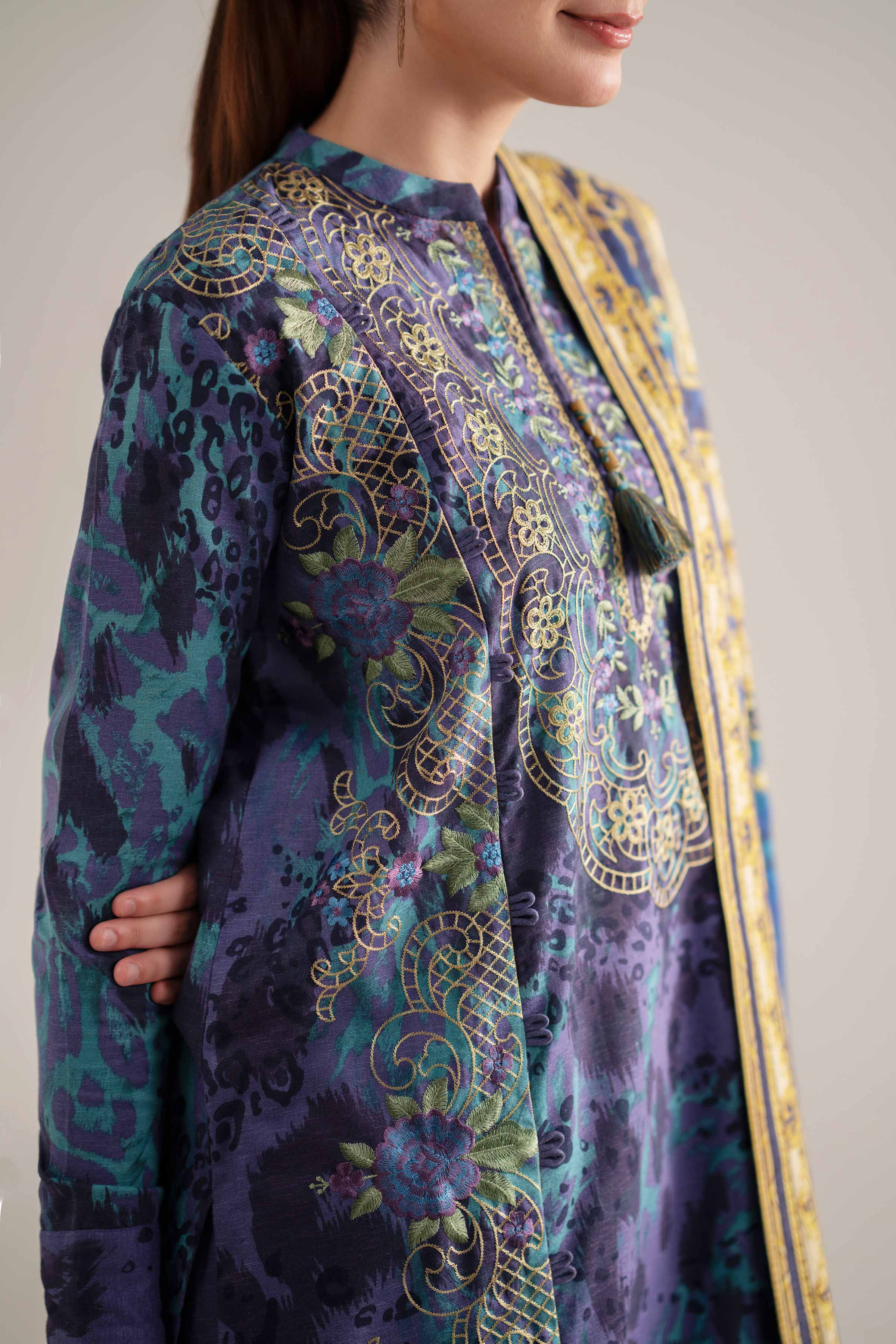 3 Piece - Digital Printed Embroidered Suit - 42502991