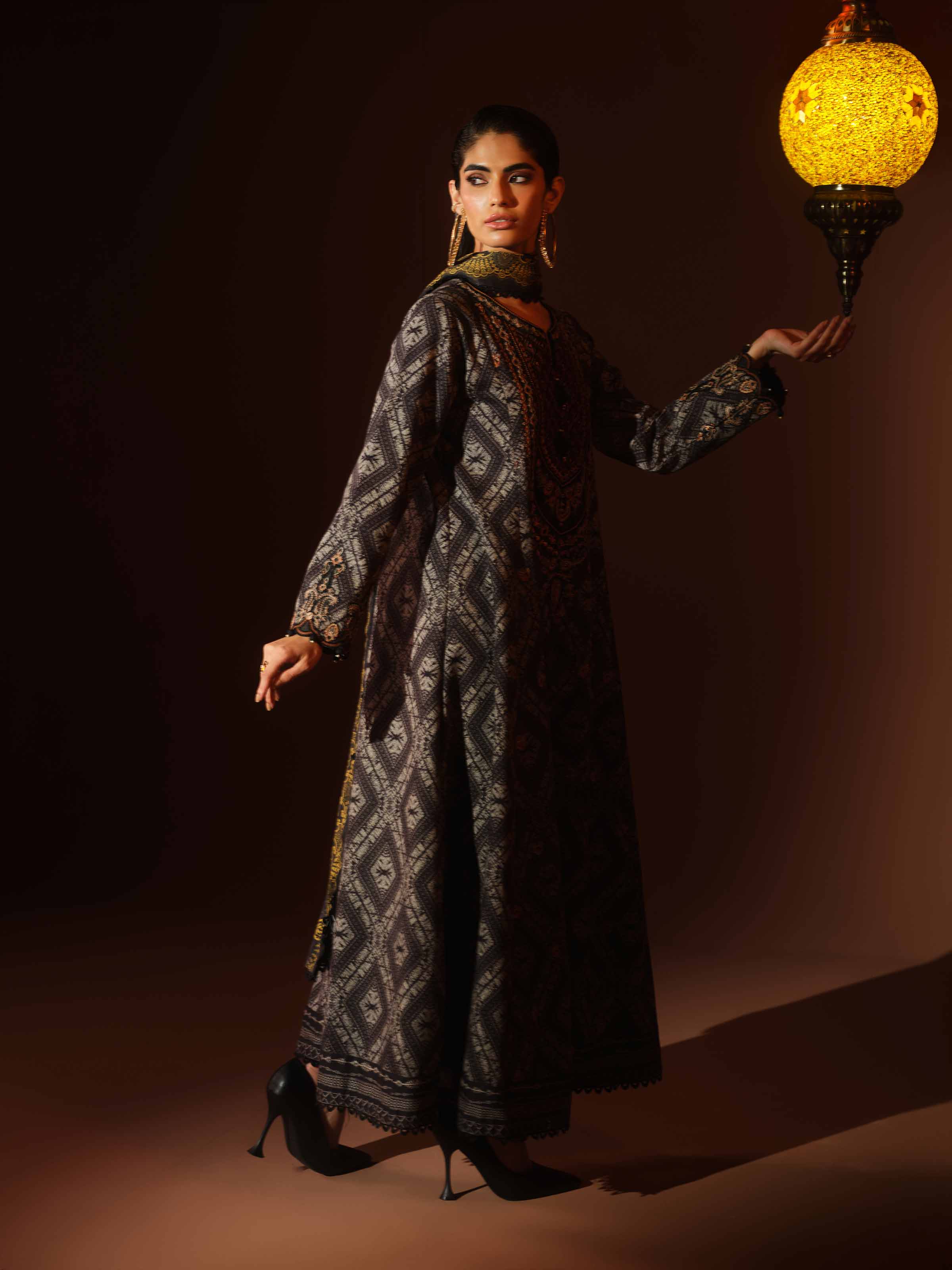 3 Piece - Digital Printed Embroidered Suit - 42502992