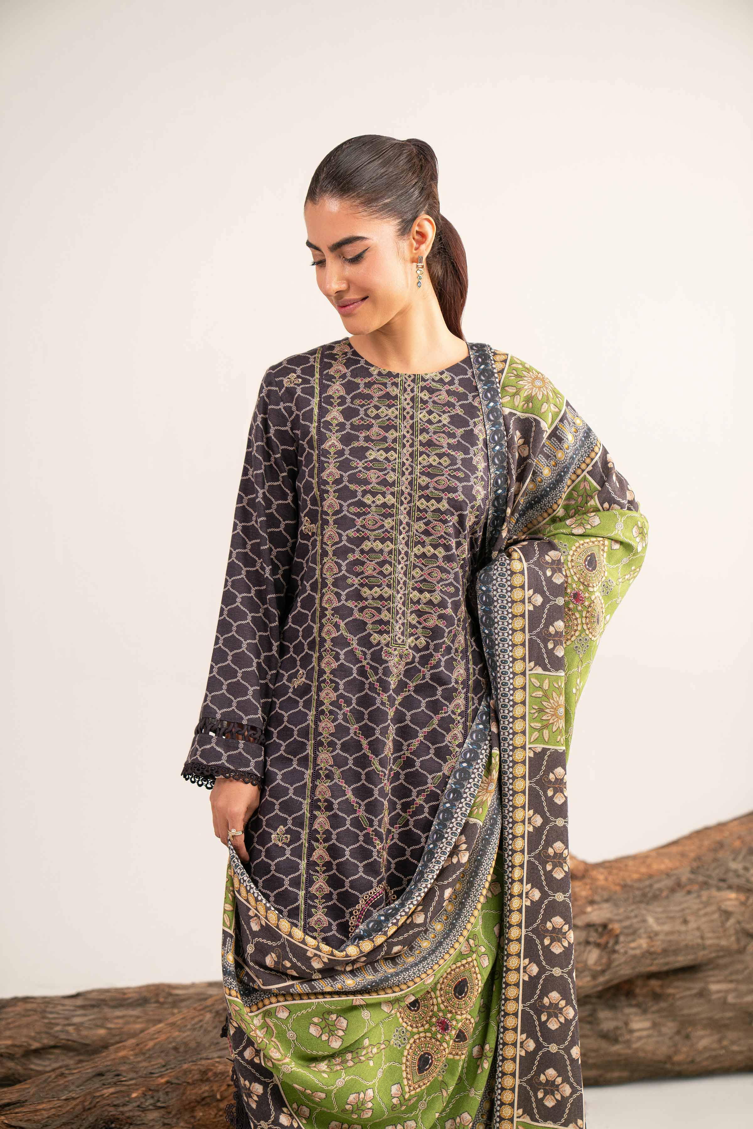 3 Piece - Digital Printed Embroidered Suit - 42502993