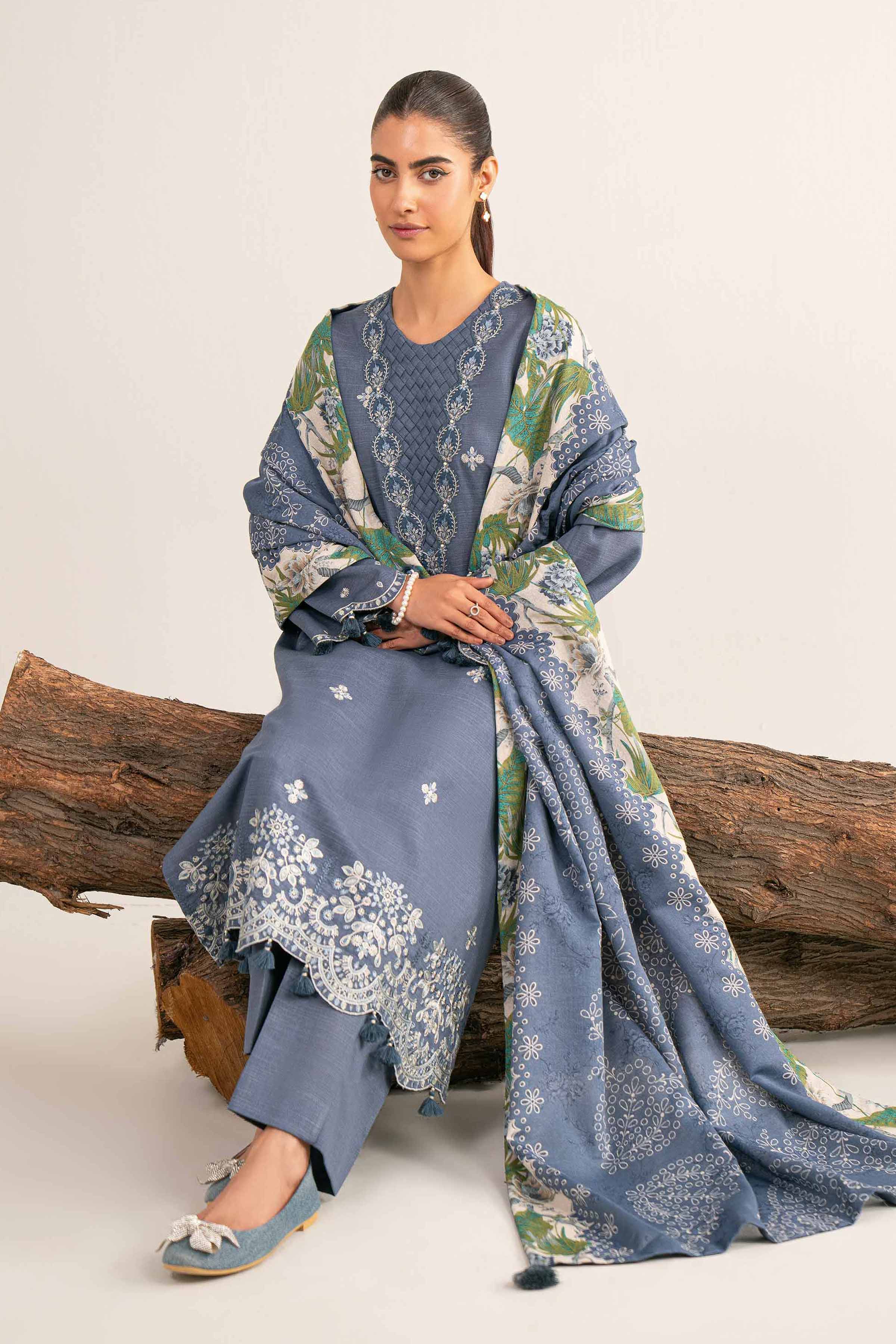 3 Piece - Printed Embroidered Suit - 42503511