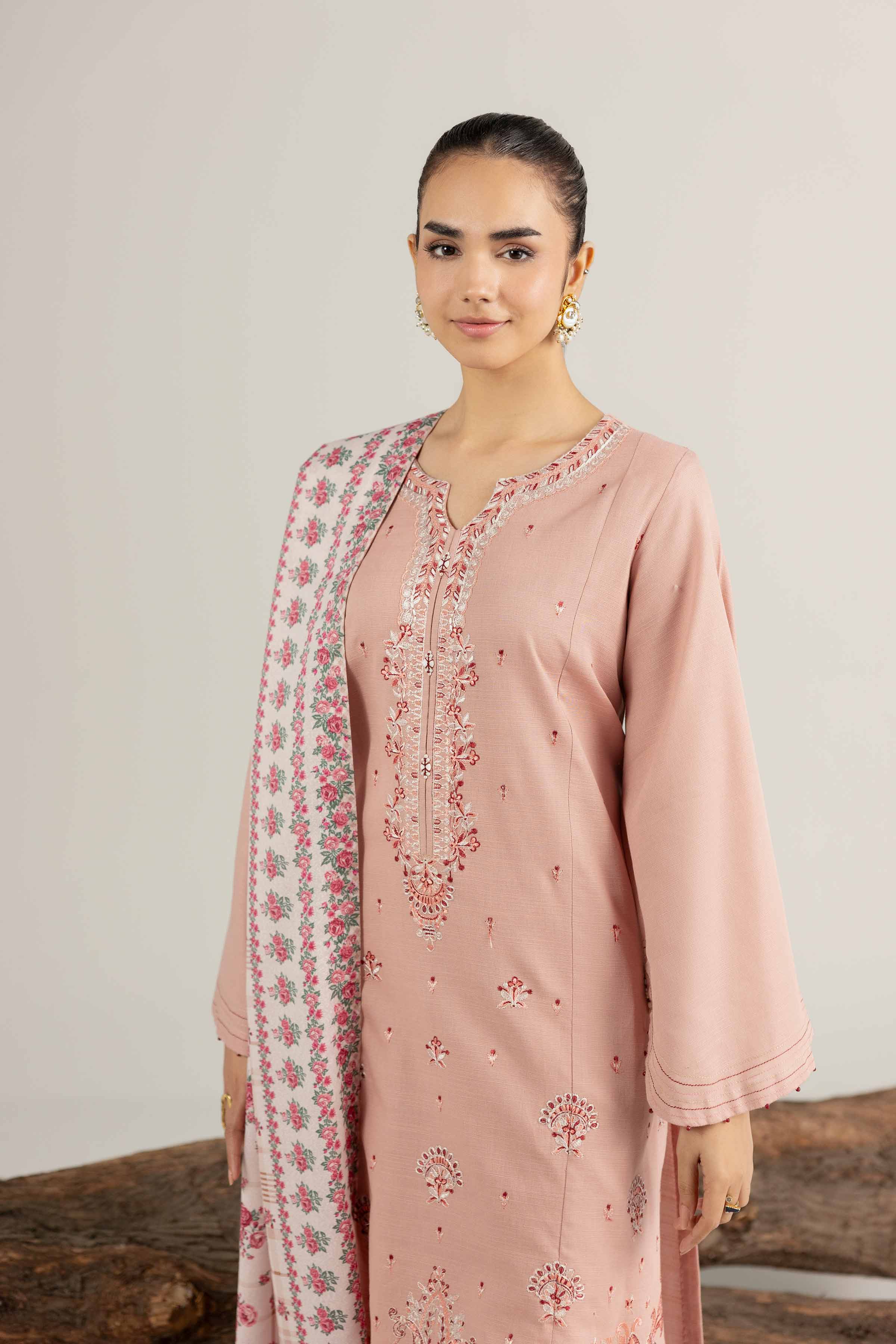 3 Piece - Printed Embroidered Suit - 42503514