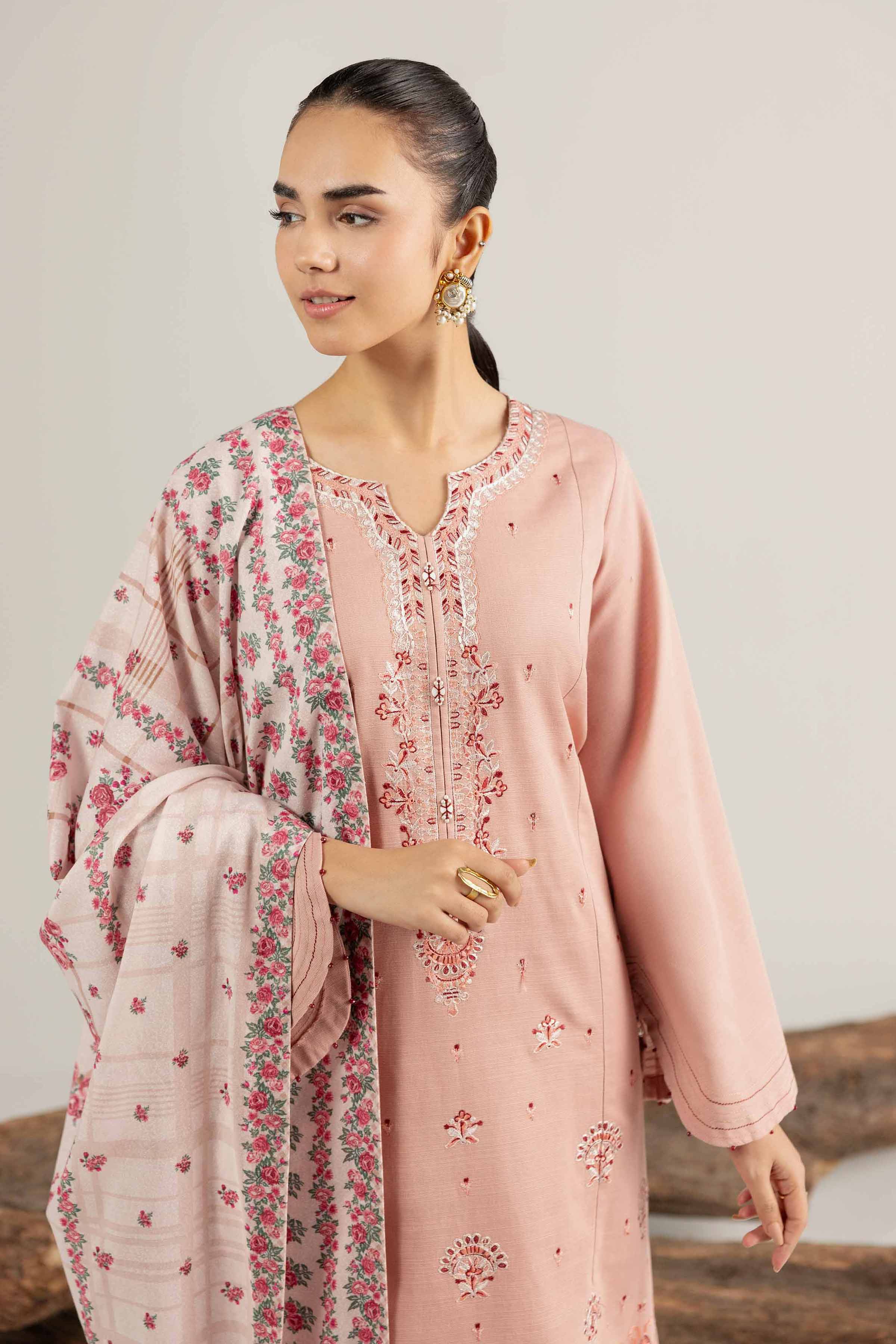 3 Piece - Printed Embroidered Suit - 42503514
