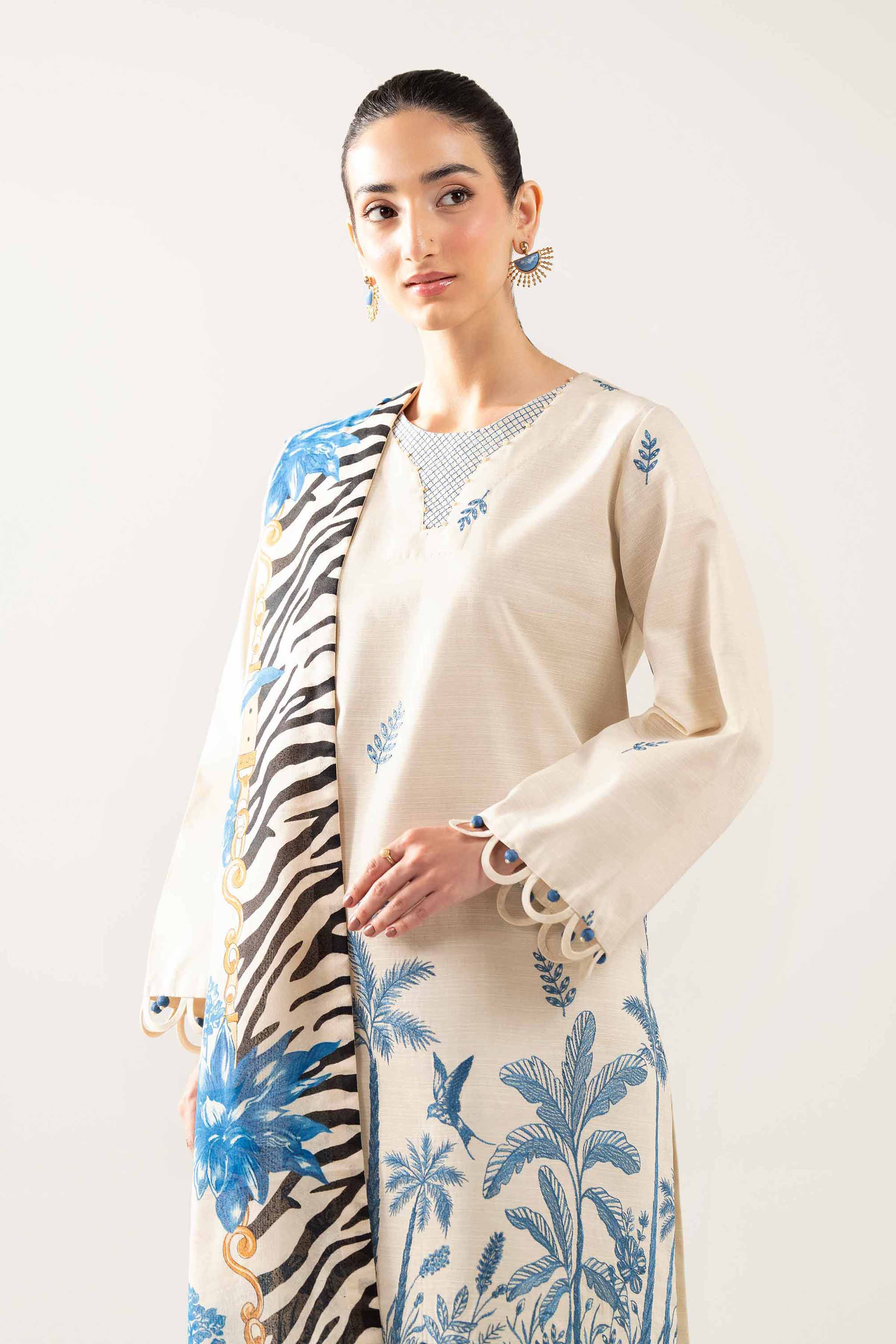 3 Piece - Printed Embroidered Suit - 42503518