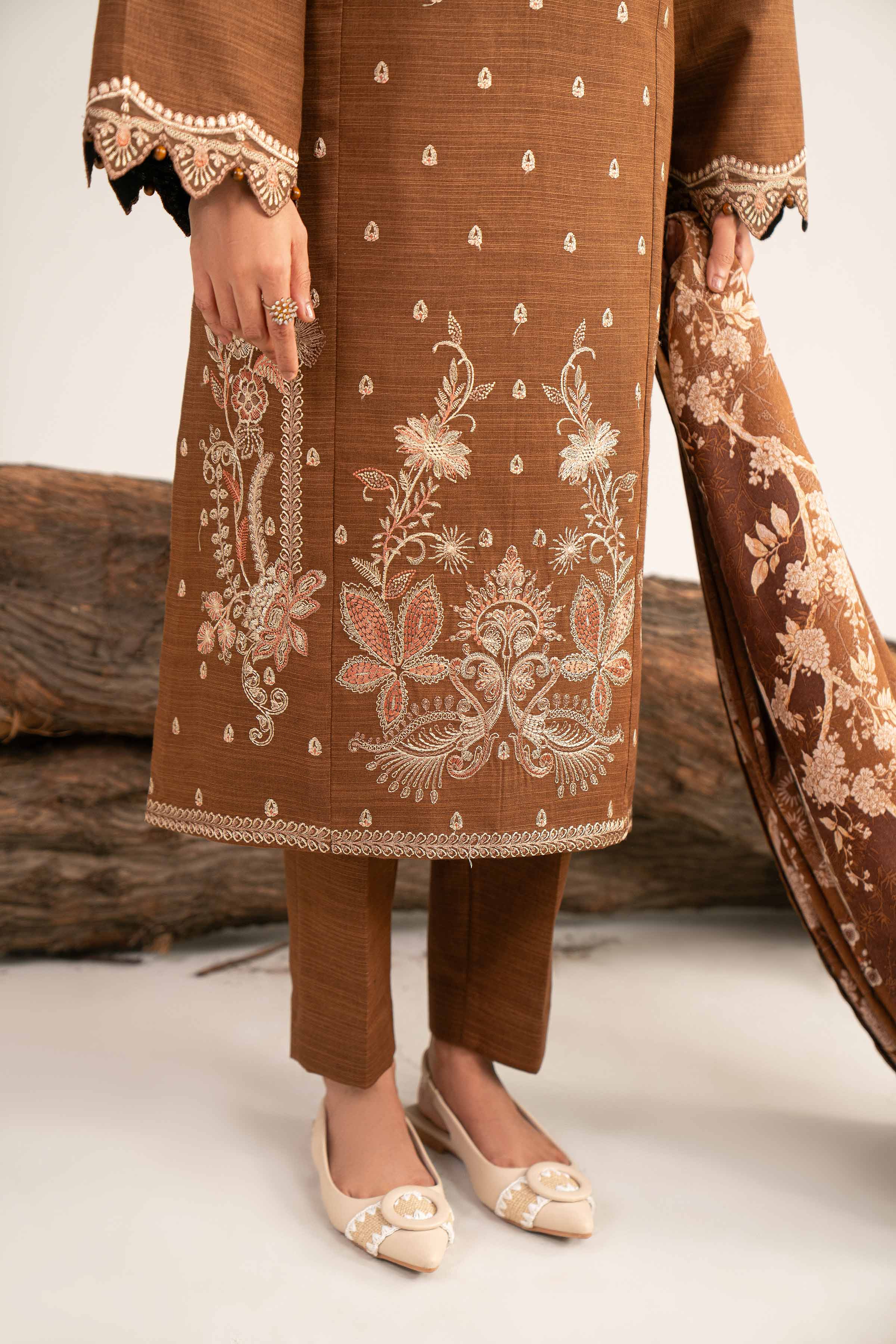 3 Piece - Printed Embroidered Suit - 42503519