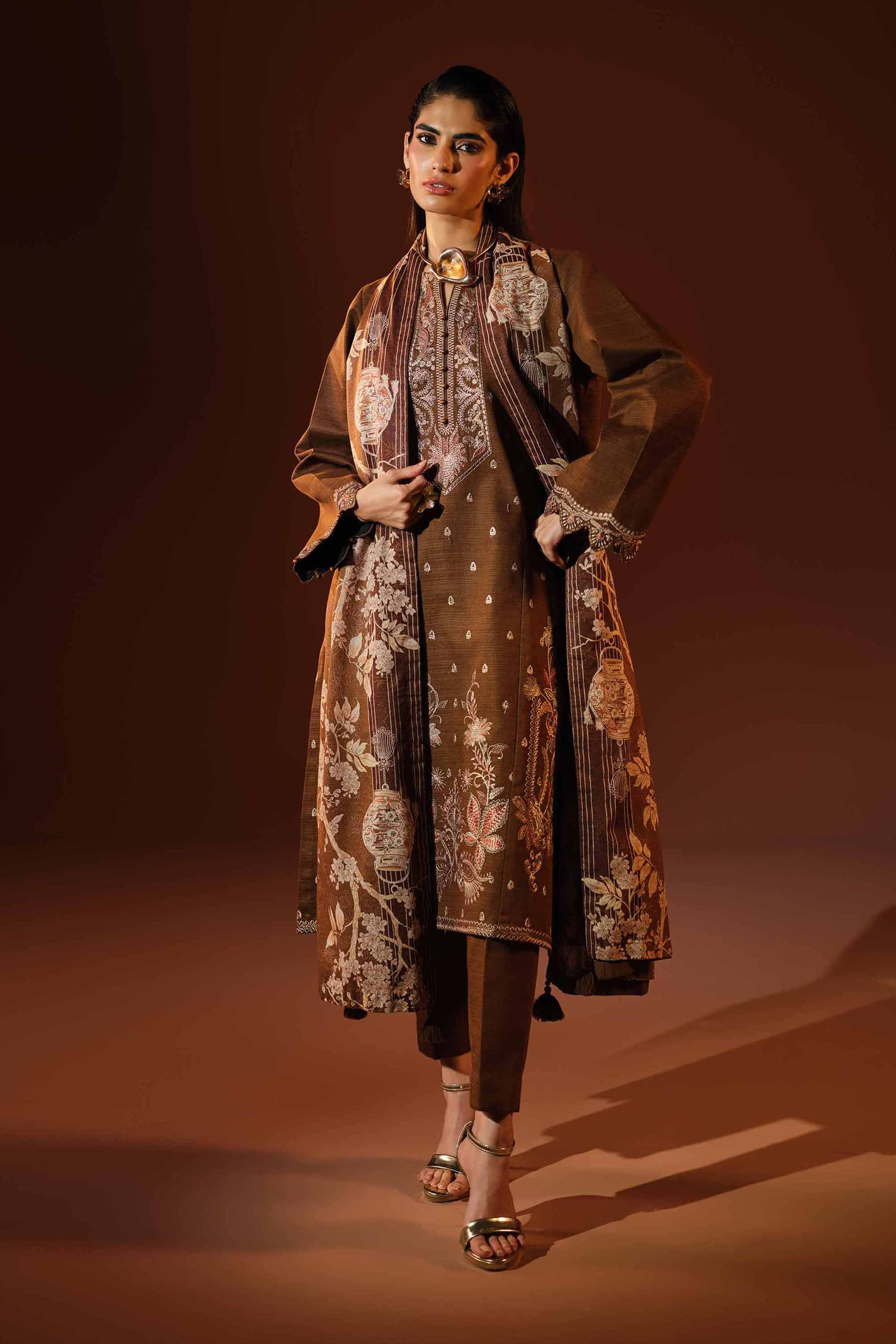 3 Piece - Printed Embroidered Suit - 42503519