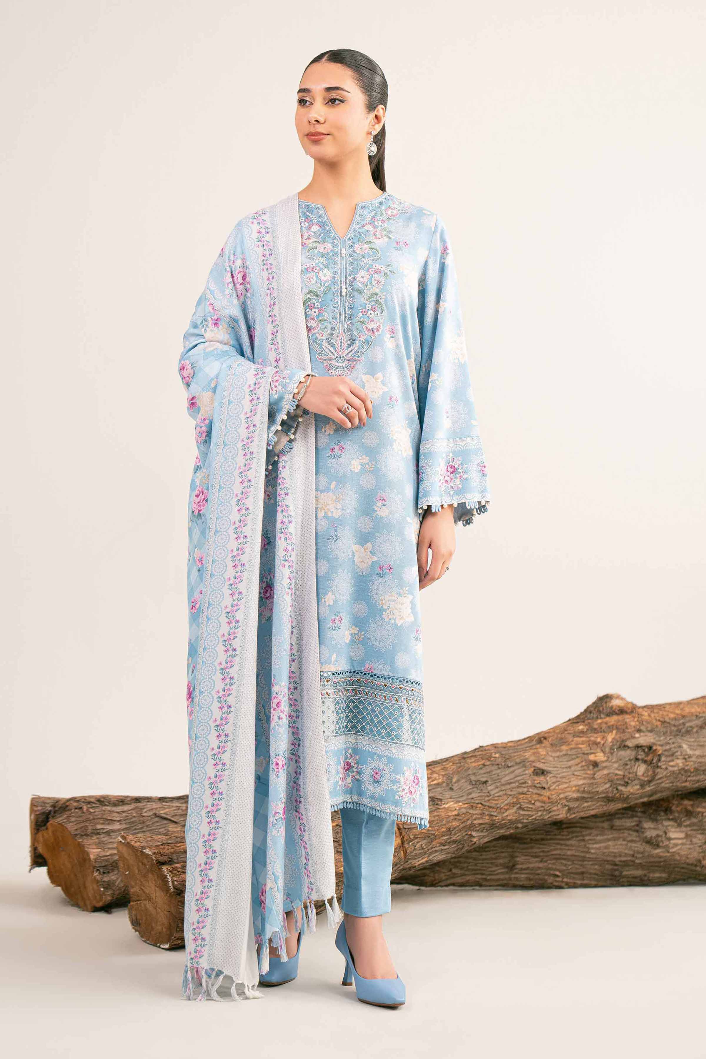 3 Piece - Printed Embroidered Suit - 42503521