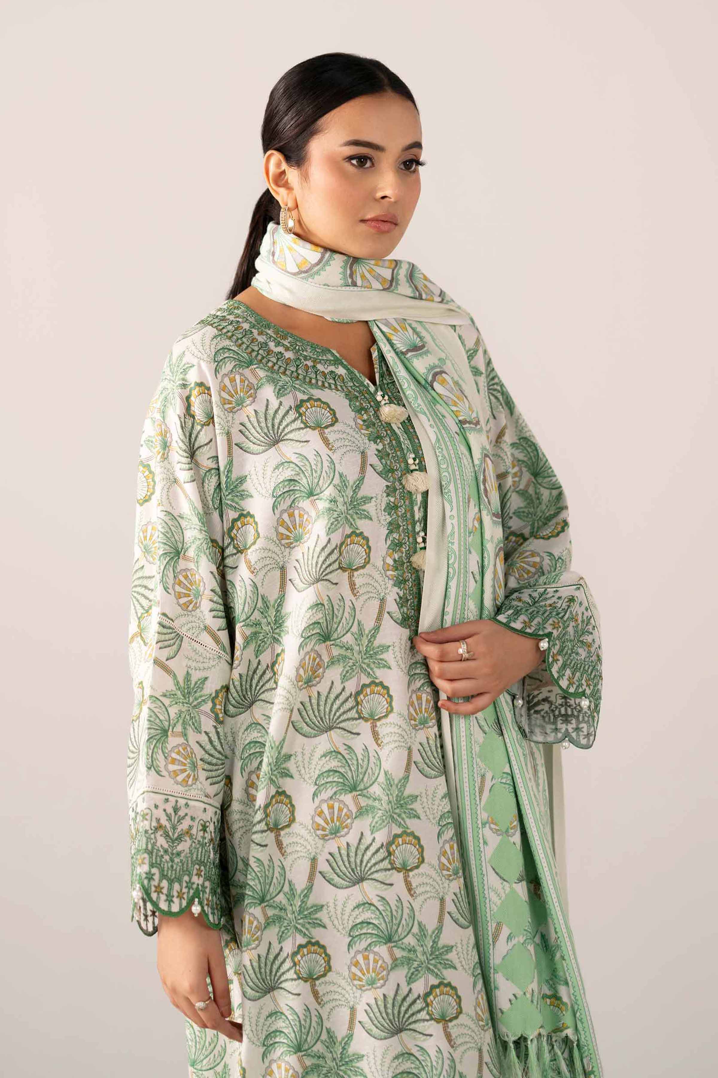 3 Piece - Printed Embroidered Suit - 42503522