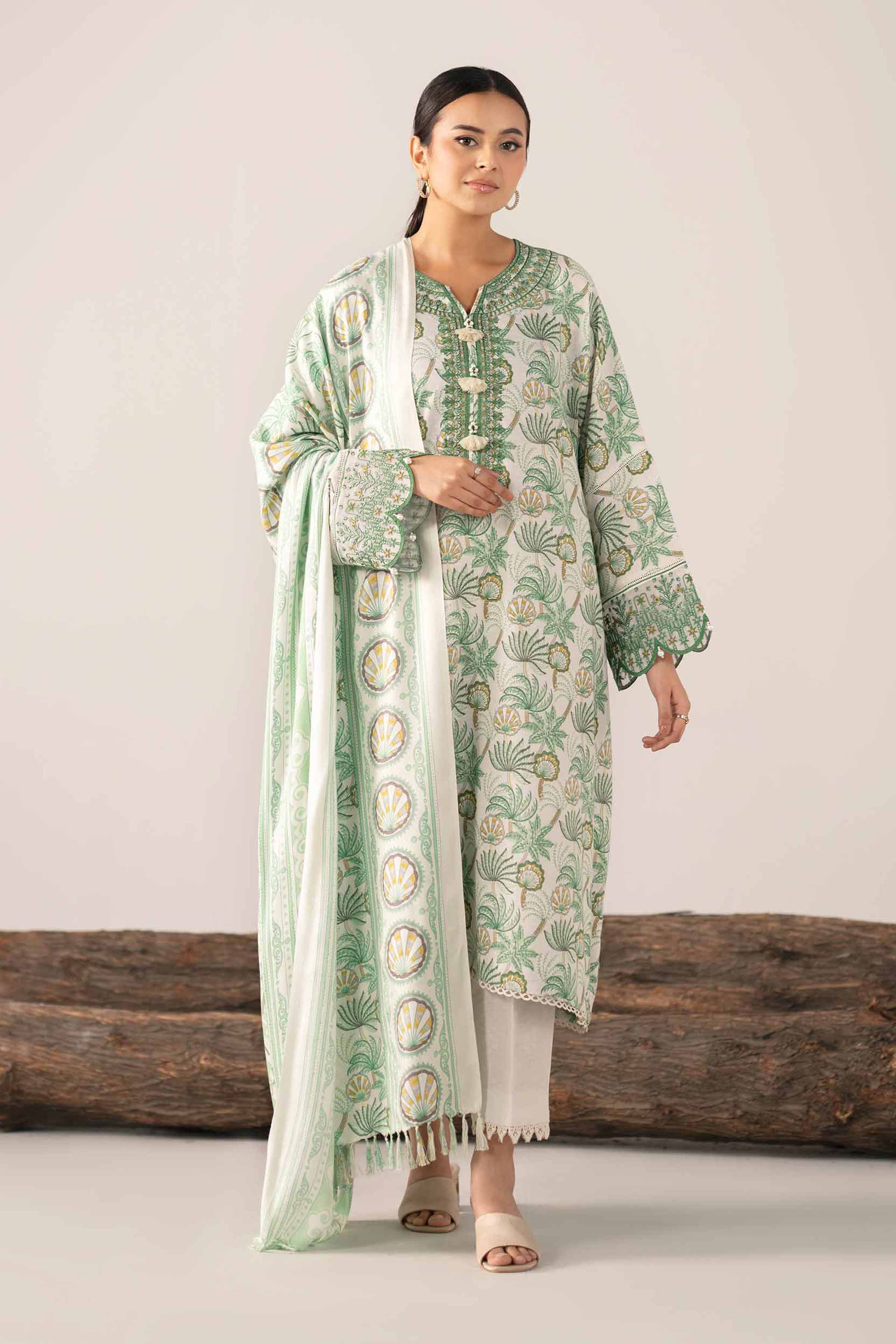3 Piece - Printed Embroidered Suit - 42503522