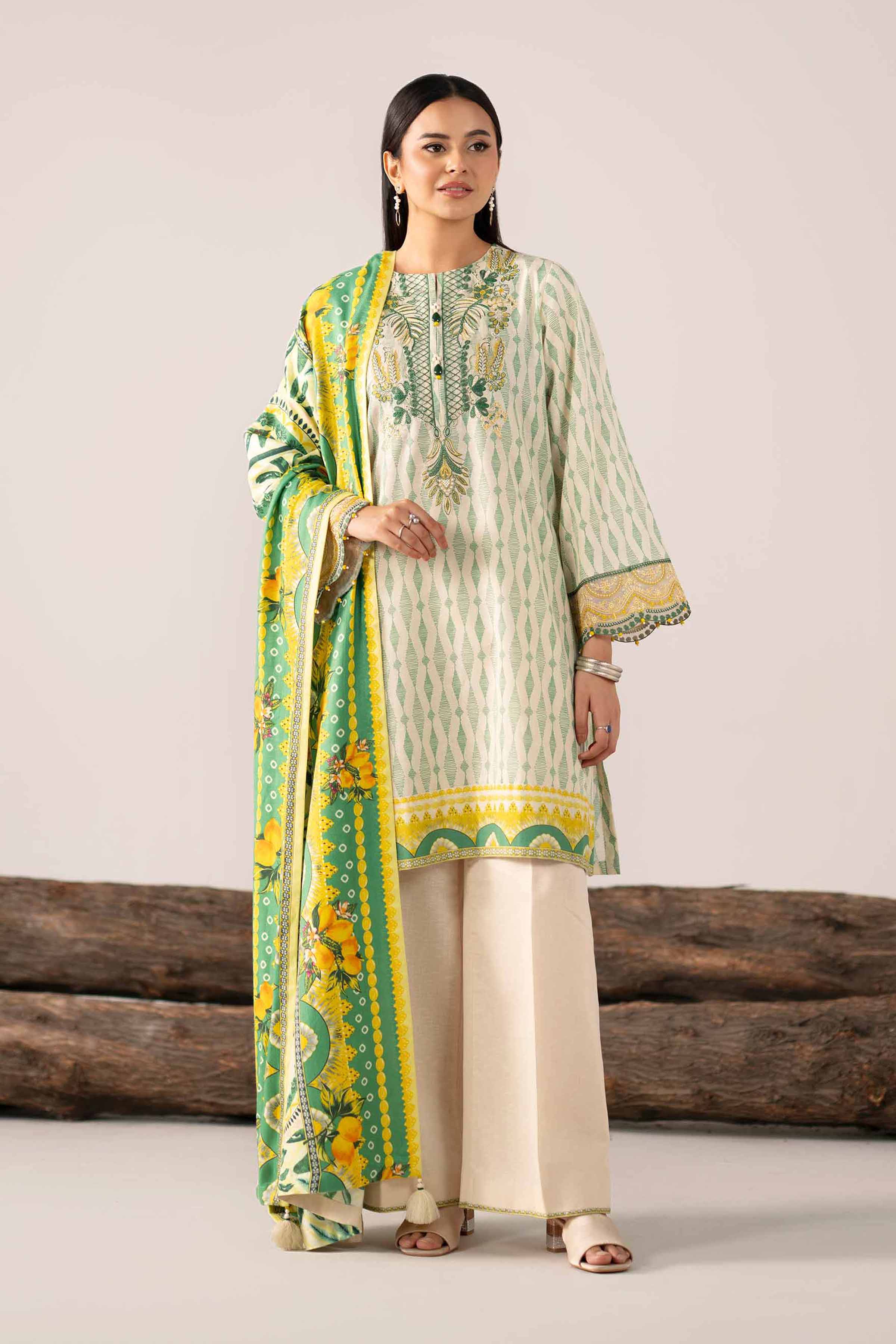 3 Piece - Printed Embroidered Suit - 42503523