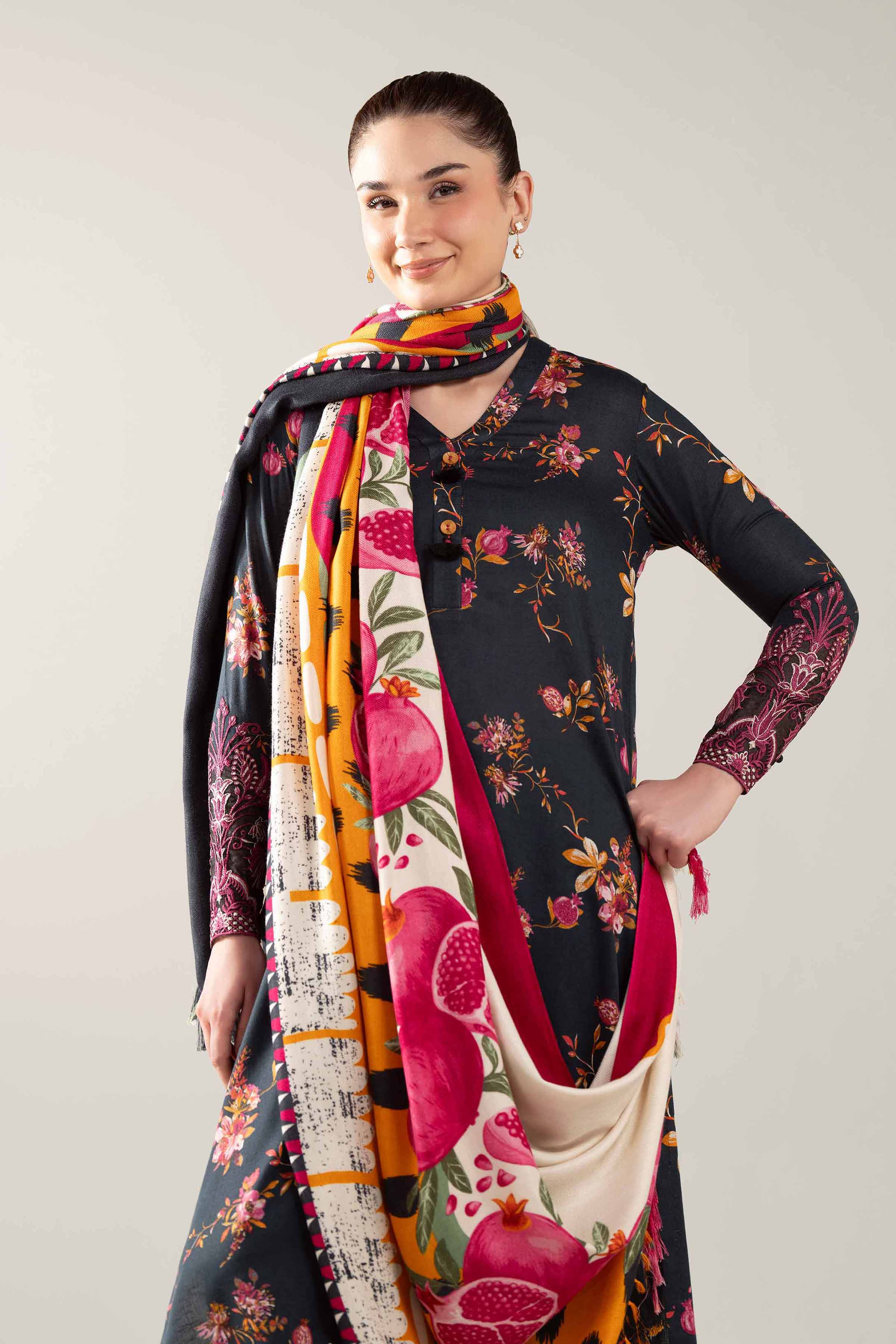 3 Piece - Printed Embroidered Suit - 42503524