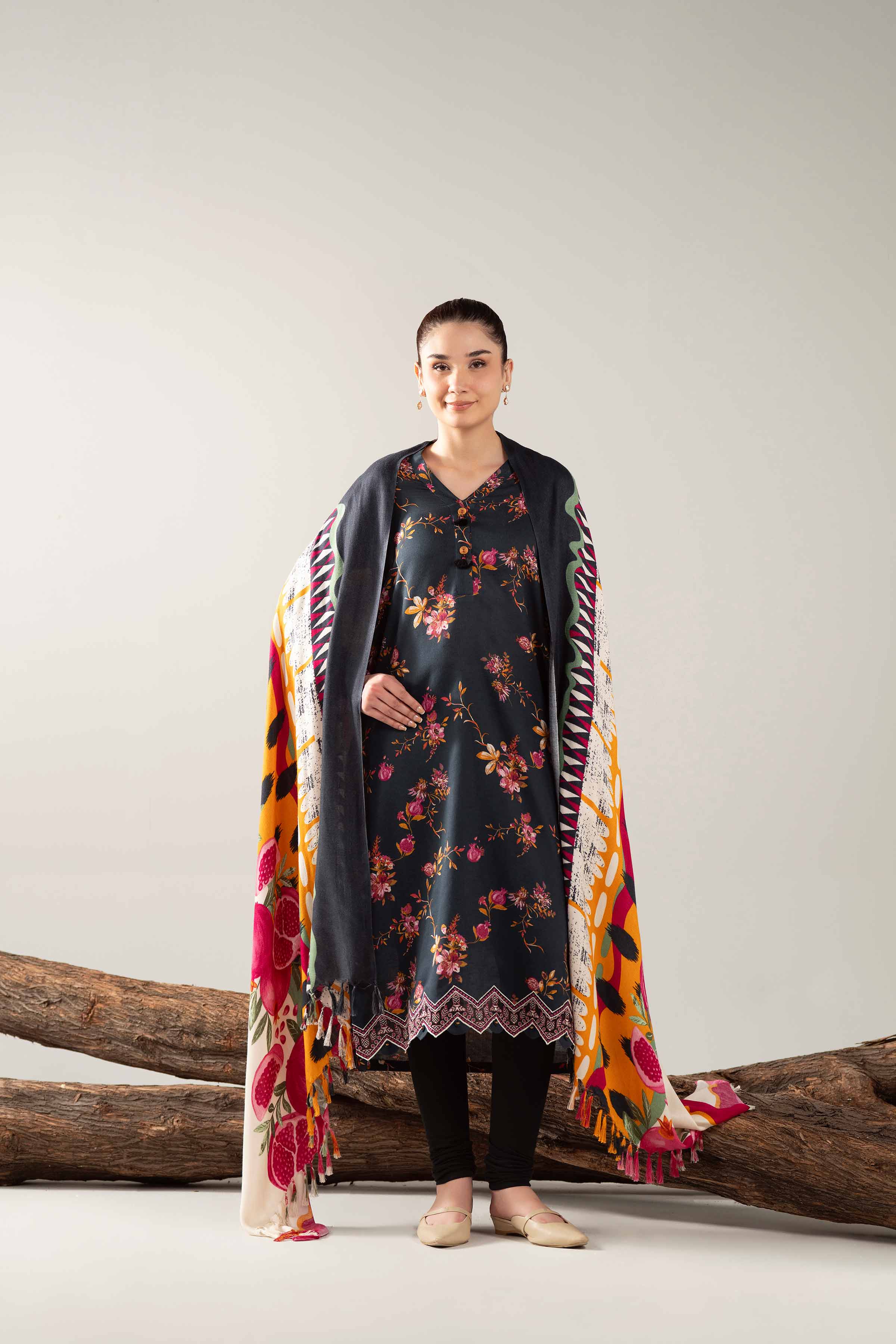 3 Piece - Printed Embroidered Suit - 42503524