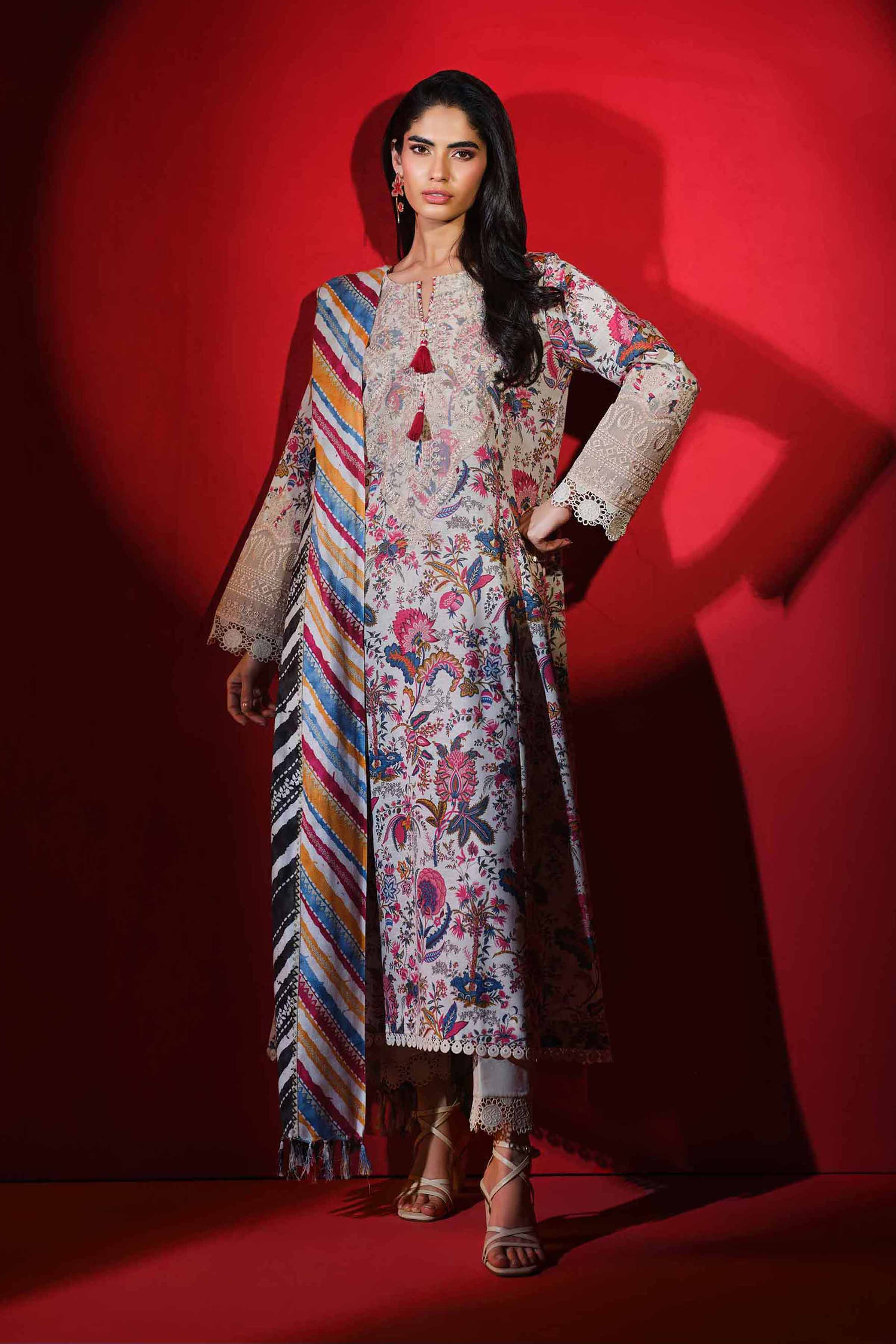 3 Piece - Printed Embroidered Suit - 42503528