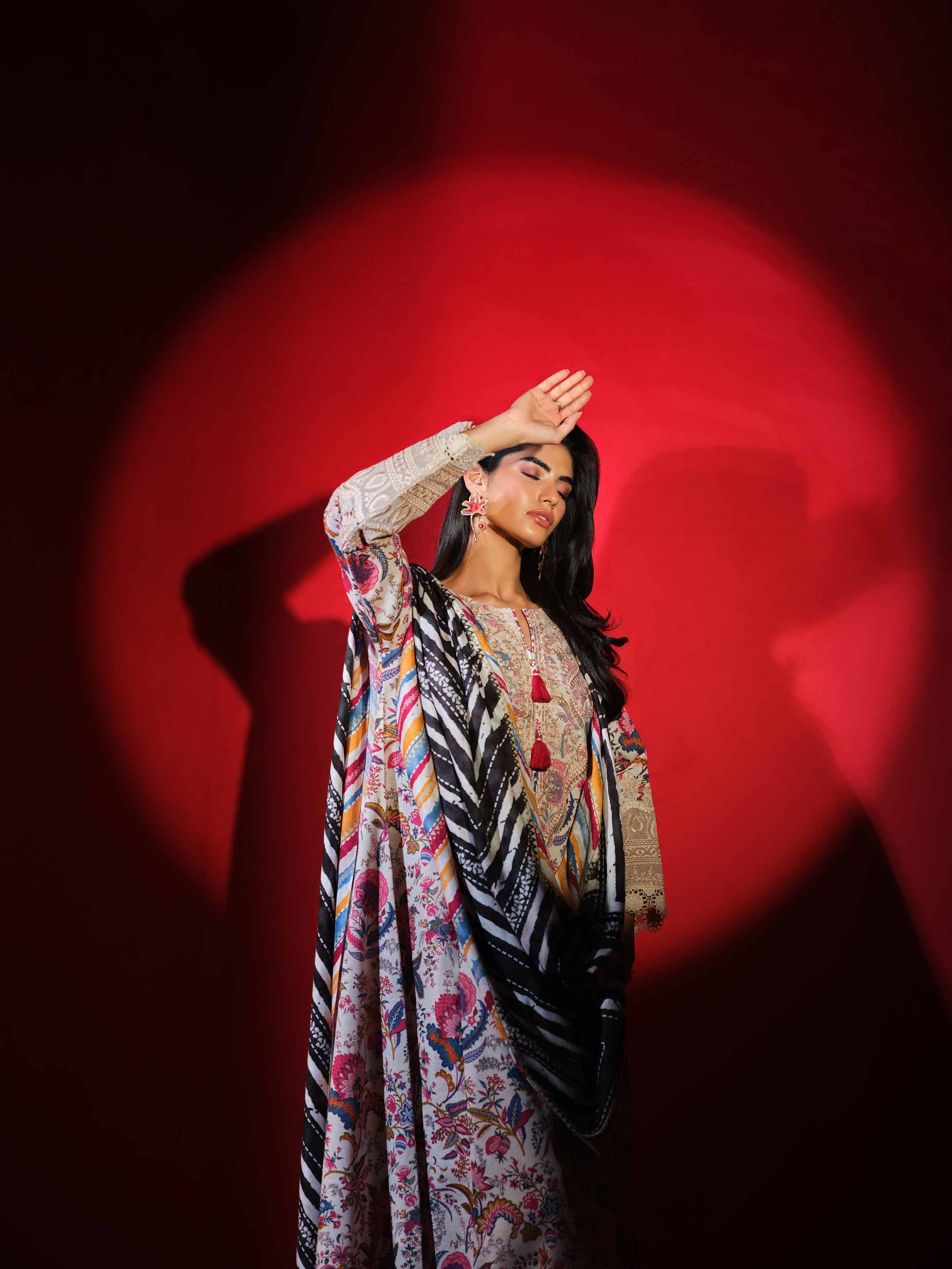 3 Piece - Printed Embroidered Suit - 42503528