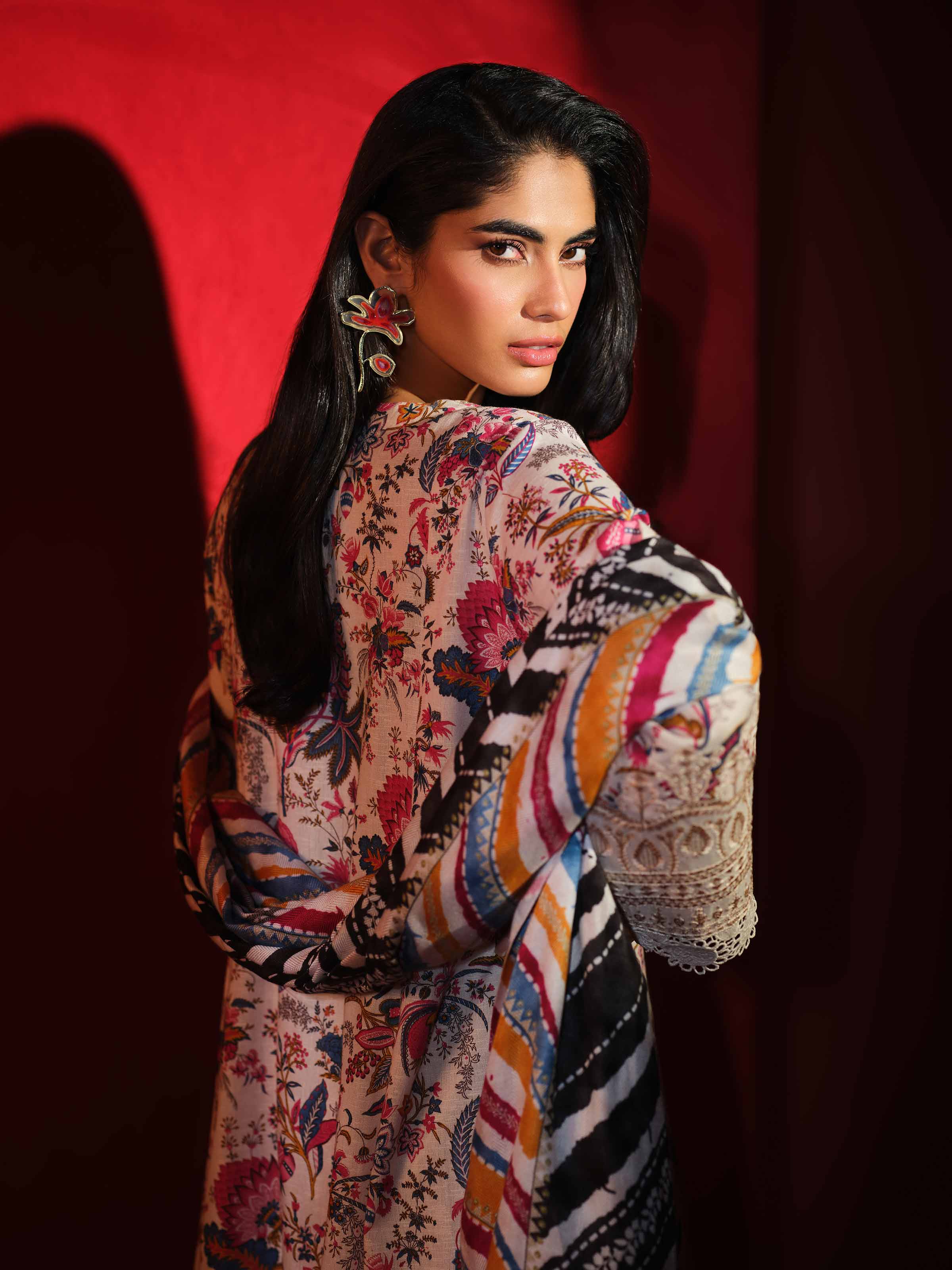 3 Piece - Printed Embroidered Suit - 42503528