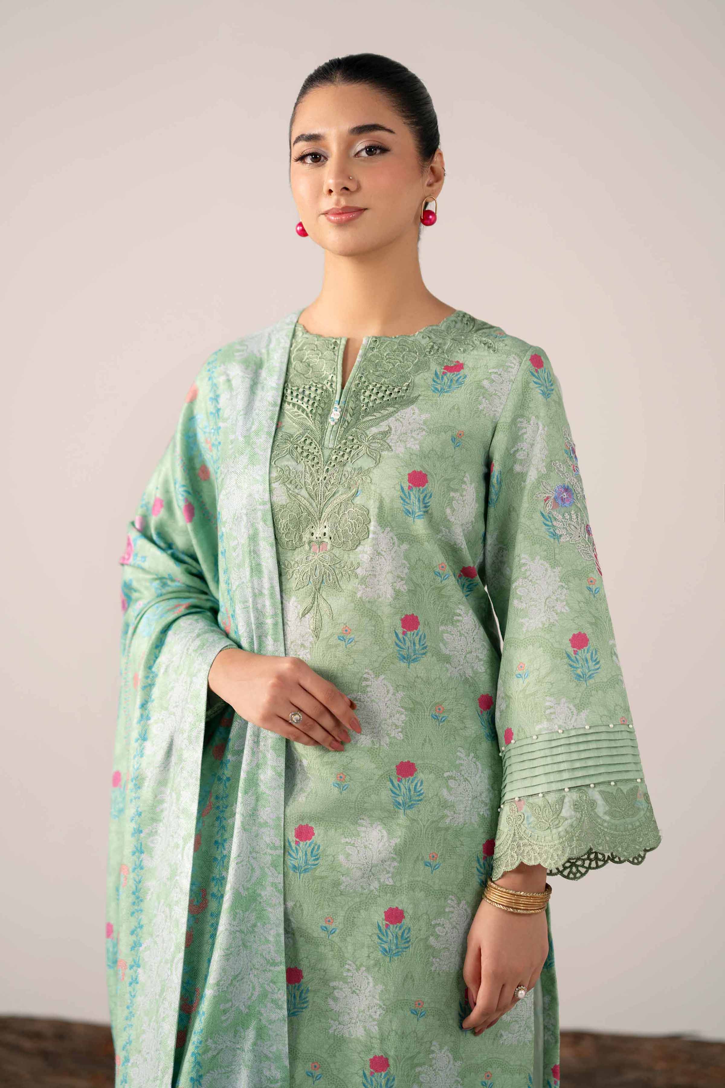 3 Piece - Printed Embroidered Suit - 42503531