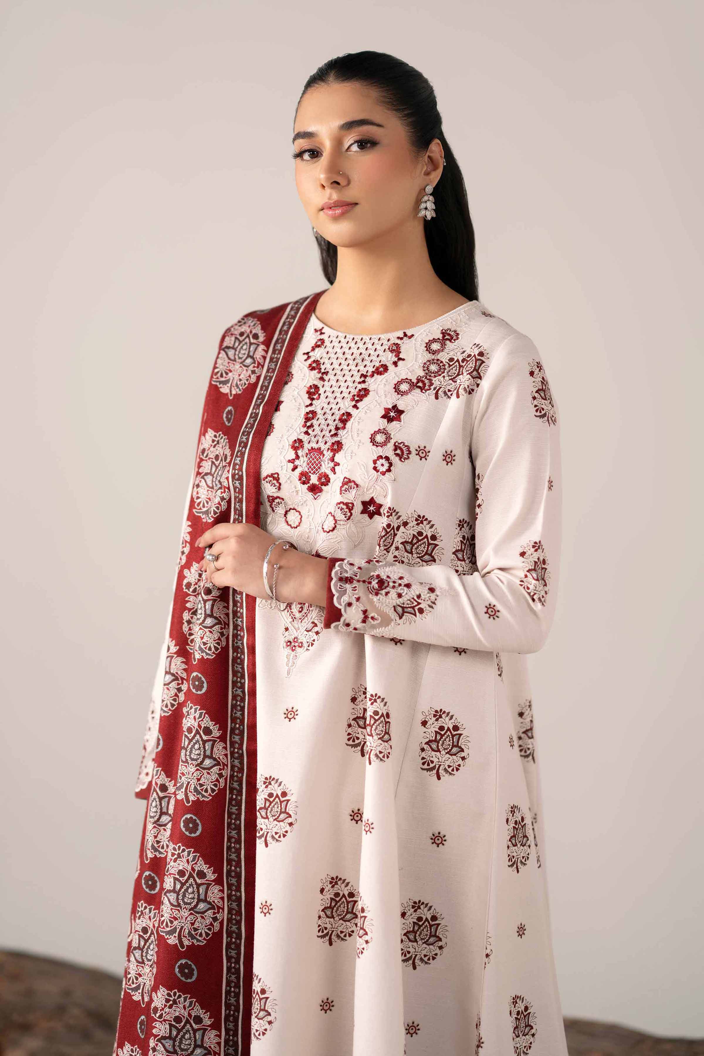 3 Piece - Printed Embroidered Suit - 42503535