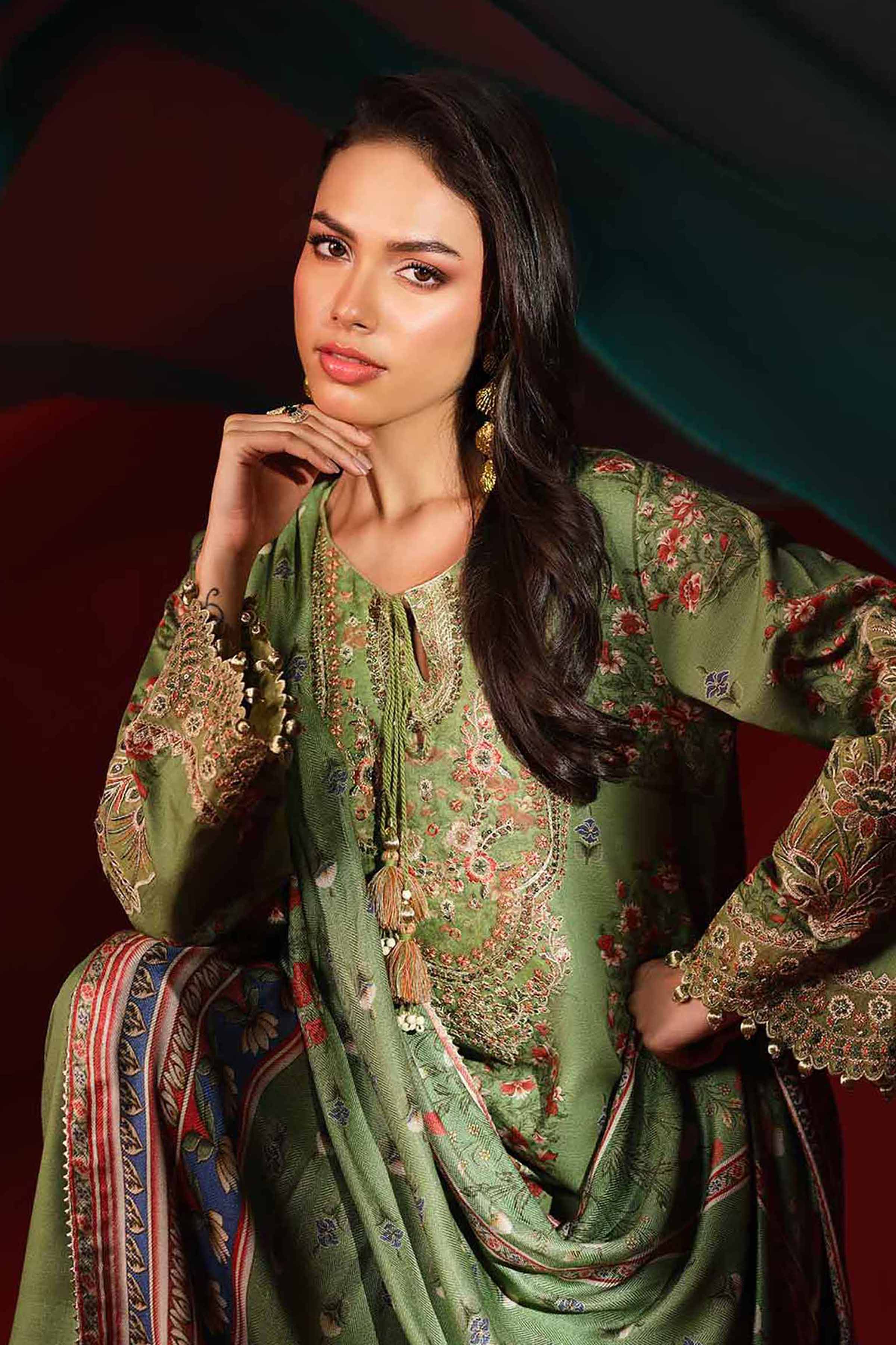 3 Piece - Printed Embroidered Suit - 42503536