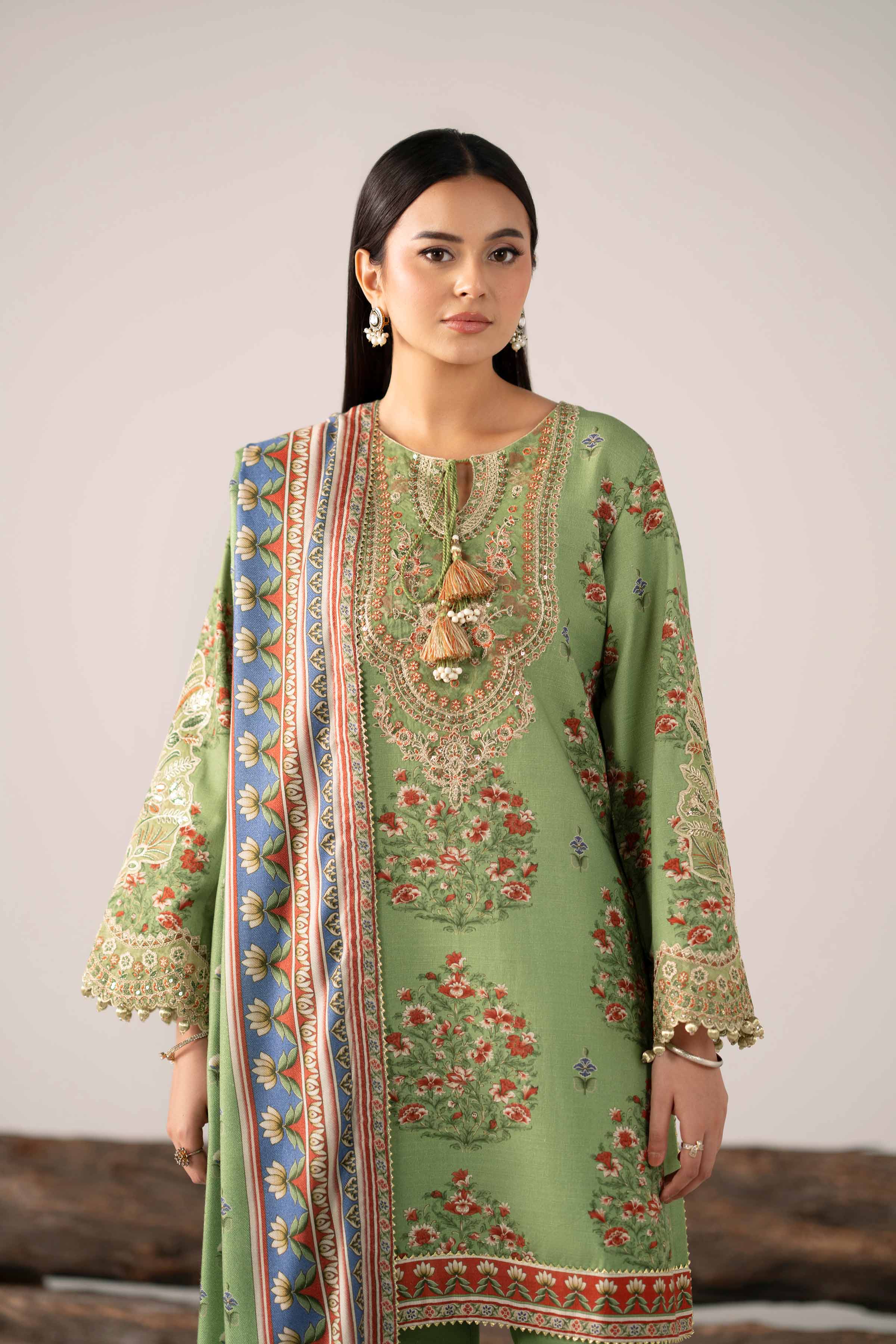 3 Piece - Printed Embroidered Suit - 42503536