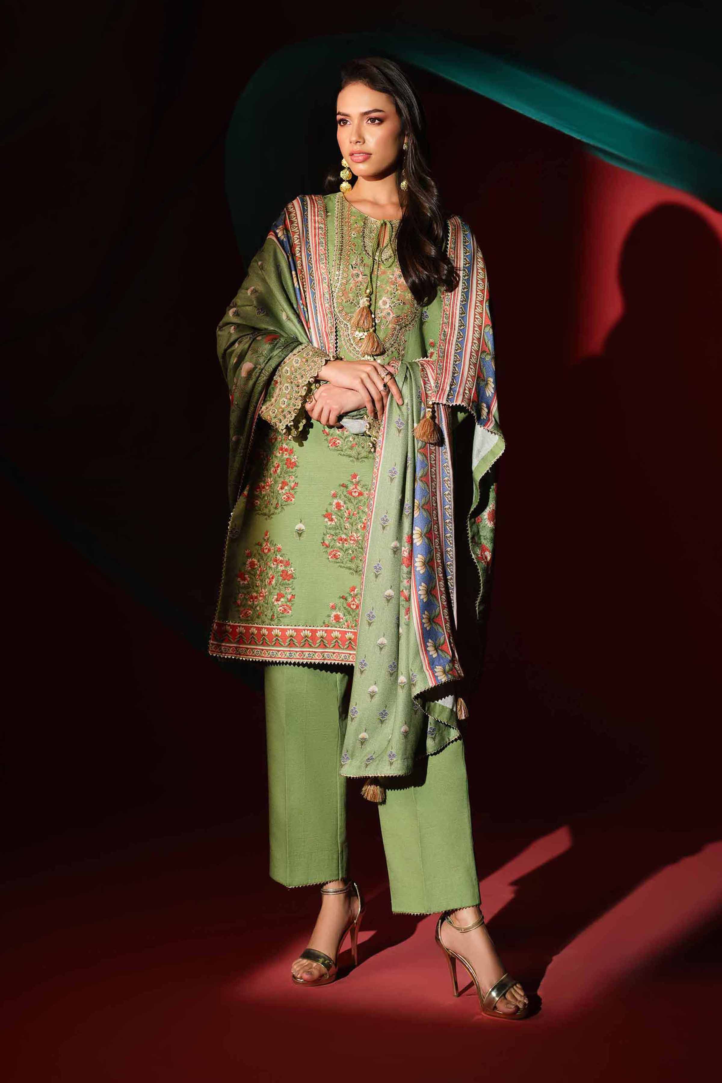 3 Piece - Printed Embroidered Suit - 42503536