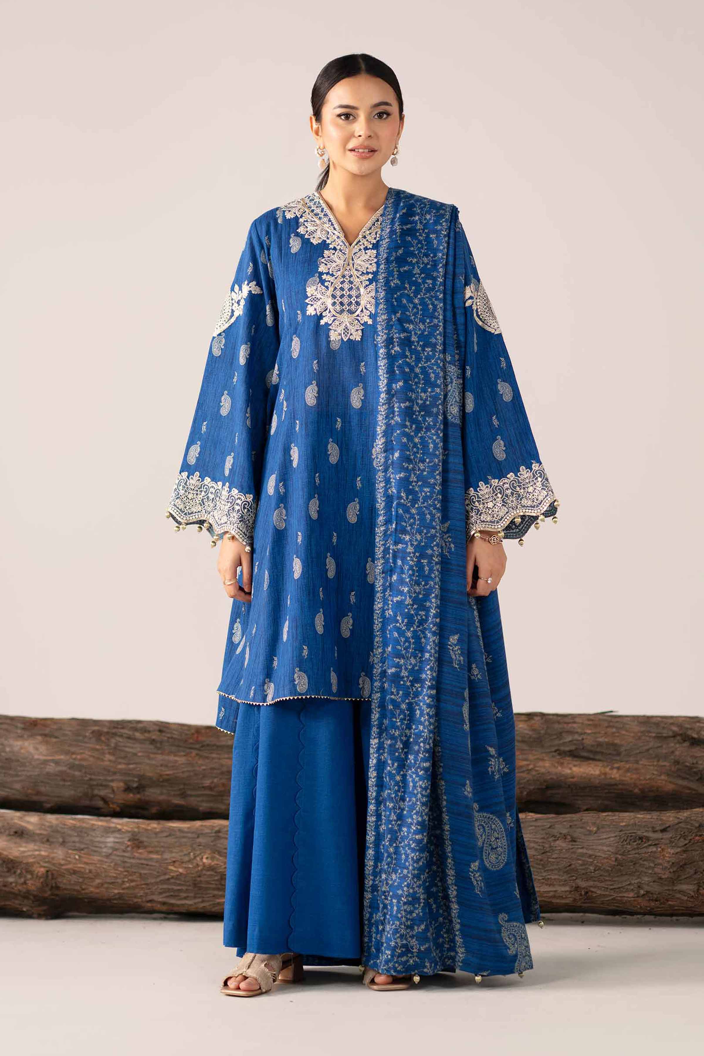 3 Piece - Printed Embroidered Suit - 42503537