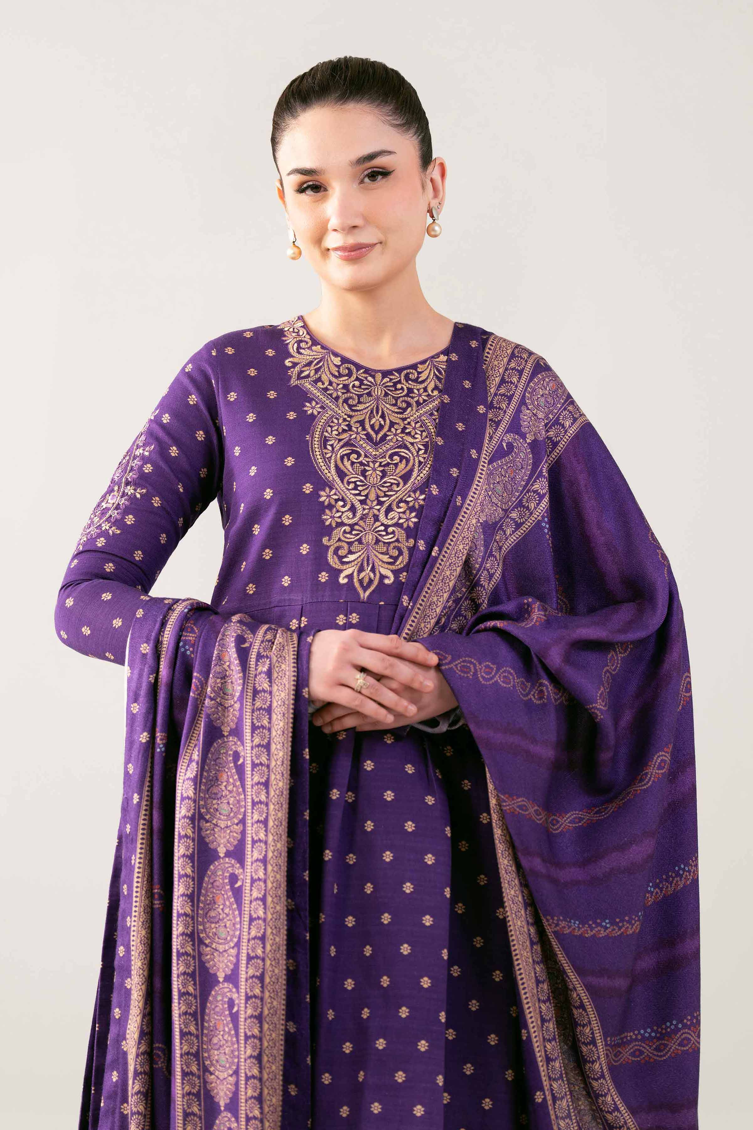 3 Piece - Printed Embroidered Suit - 42503538