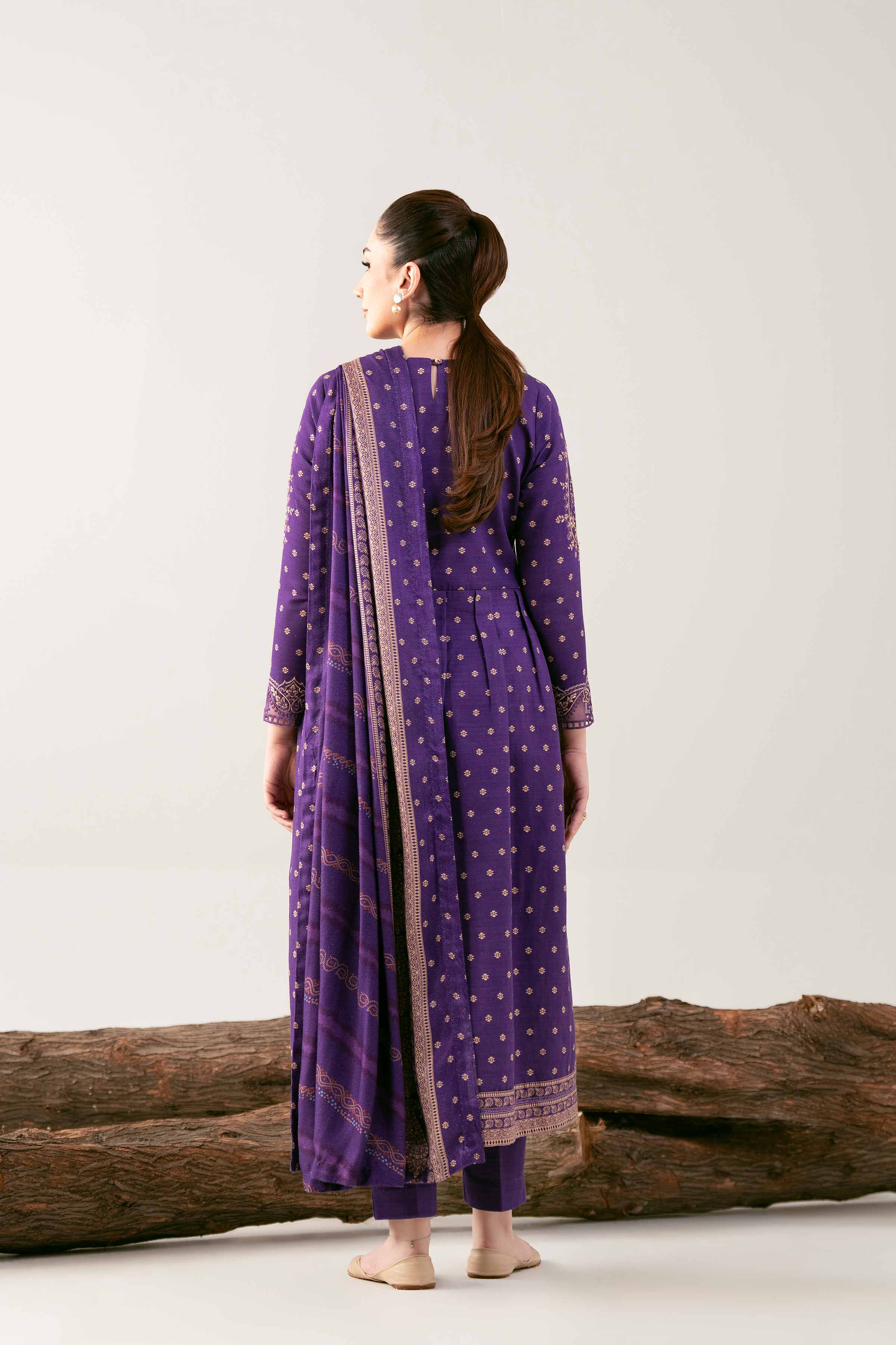 3 Piece - Printed Embroidered Suit - 42503538