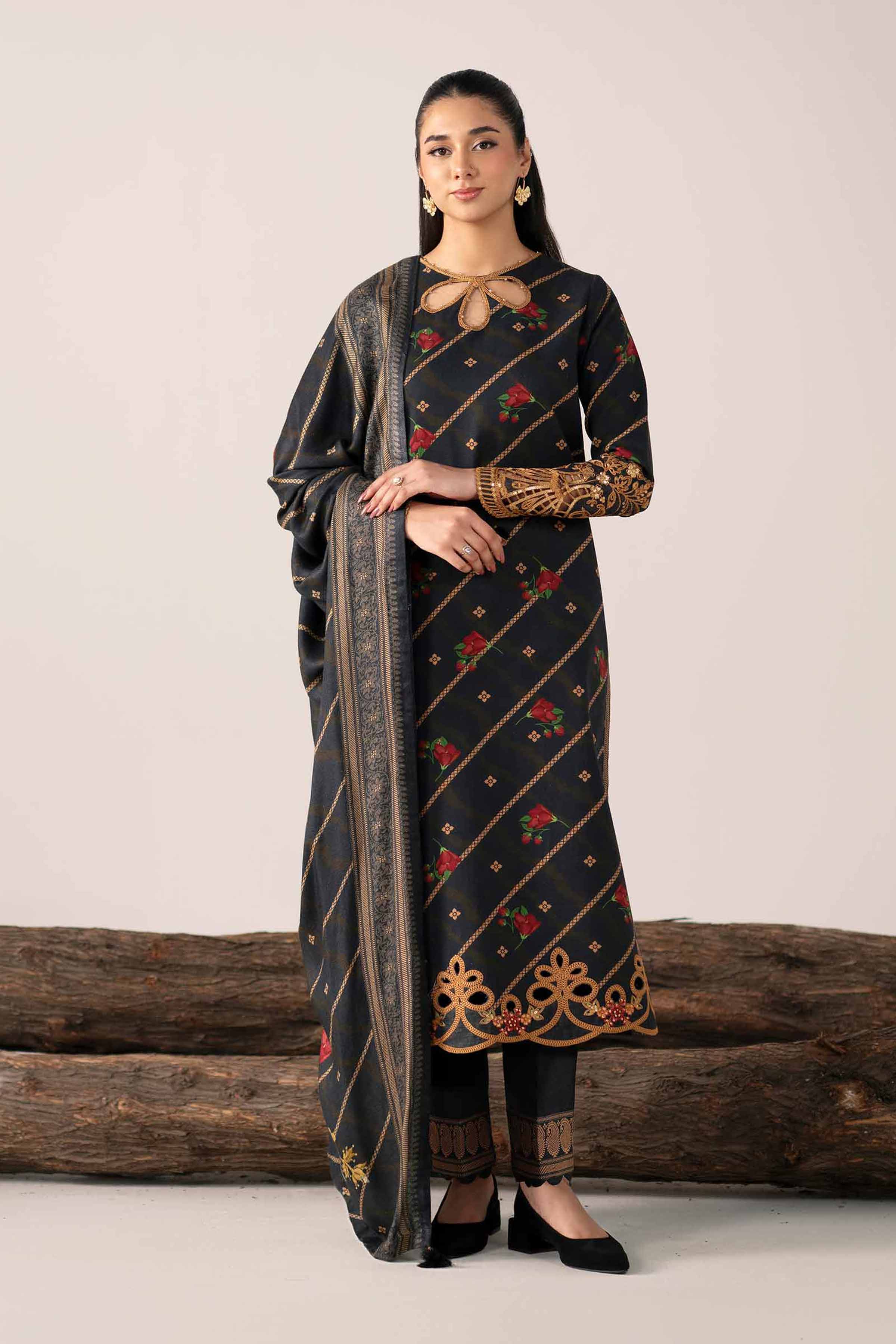 3 Piece - Printed Embroidered Suit - 42503539