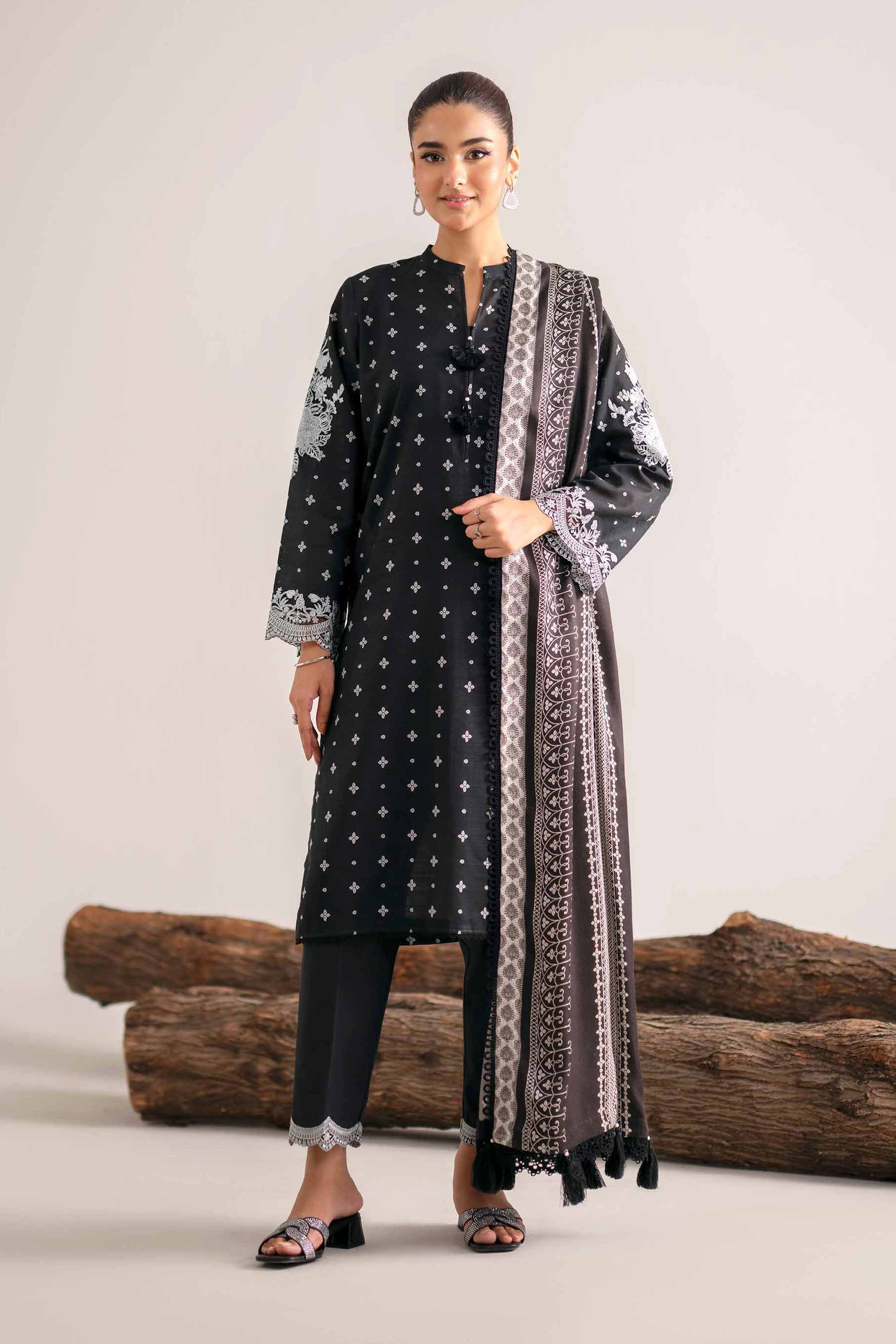 3 Piece - Printed Embroidered Suit - 42503540
