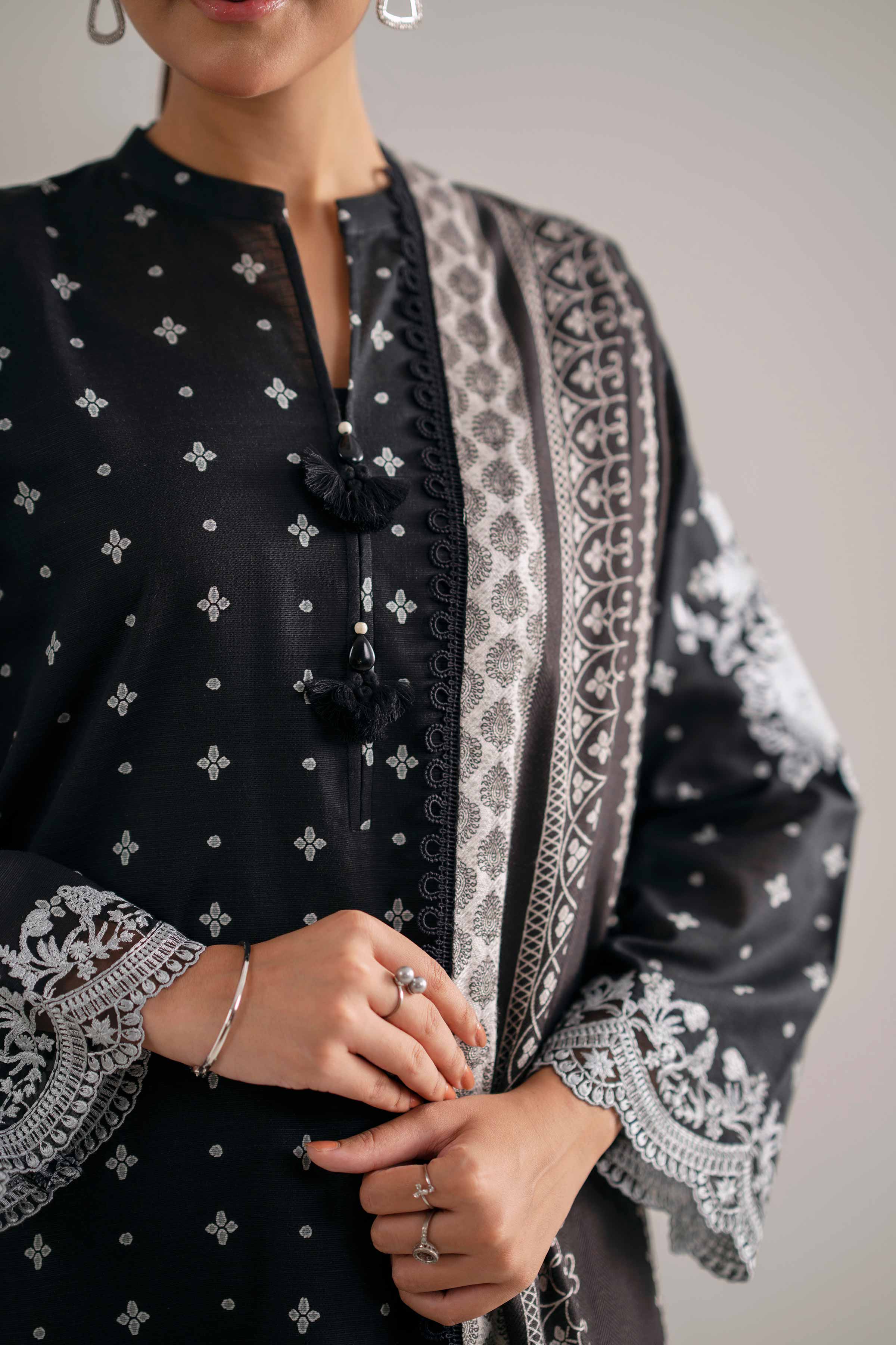 3 Piece - Printed Embroidered Suit - 42503540