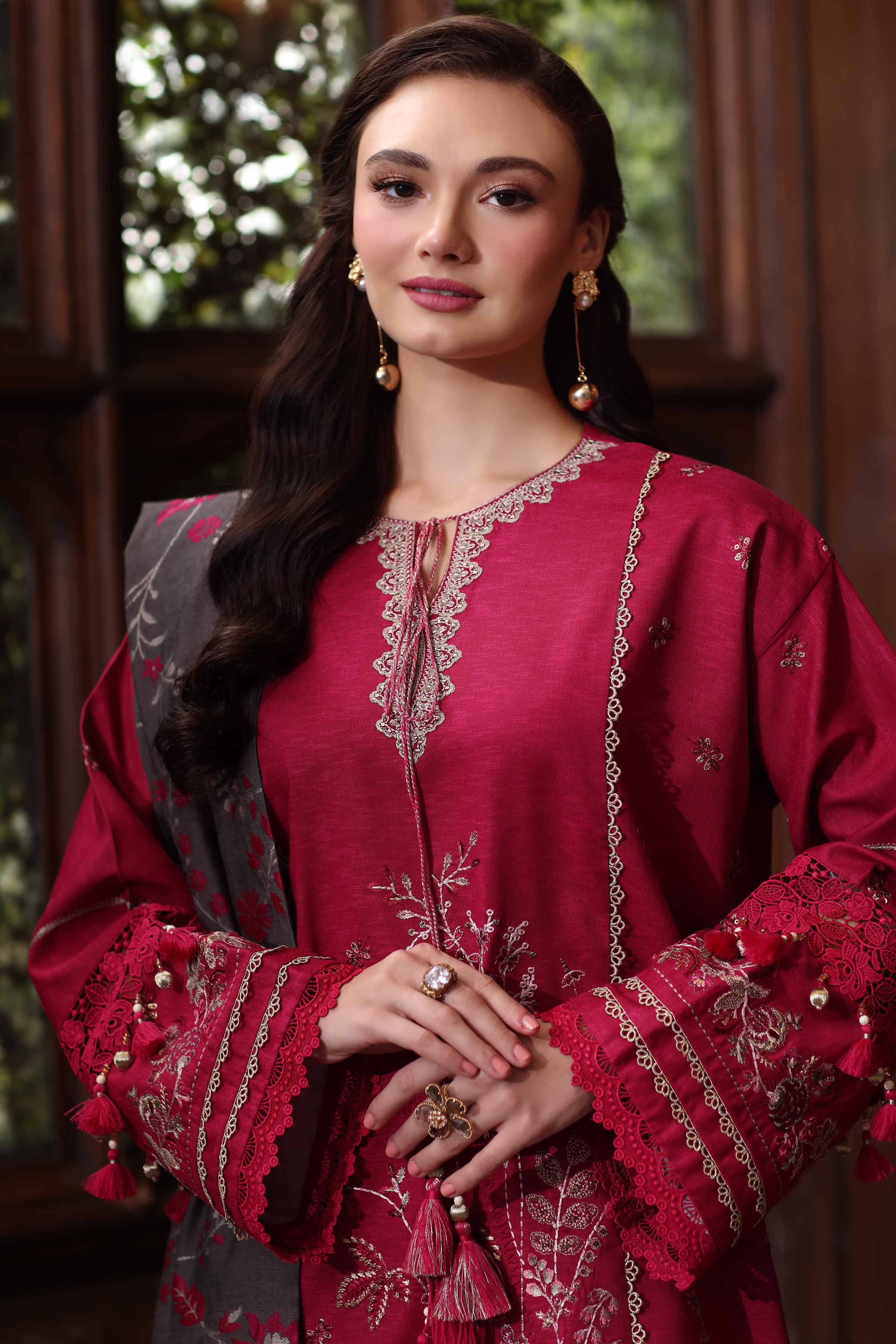 3 Piece - Printed Embroidered Suit - 42503566