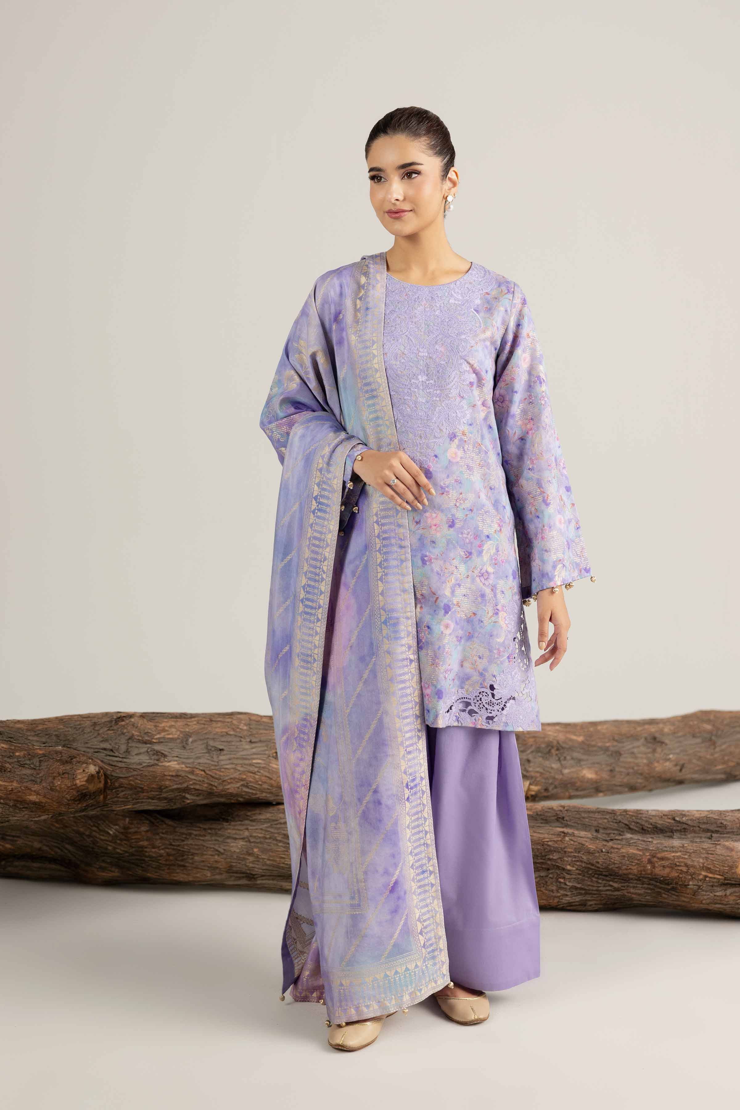 3 Piece - Digital Printed Embroidered Suit - 42503604