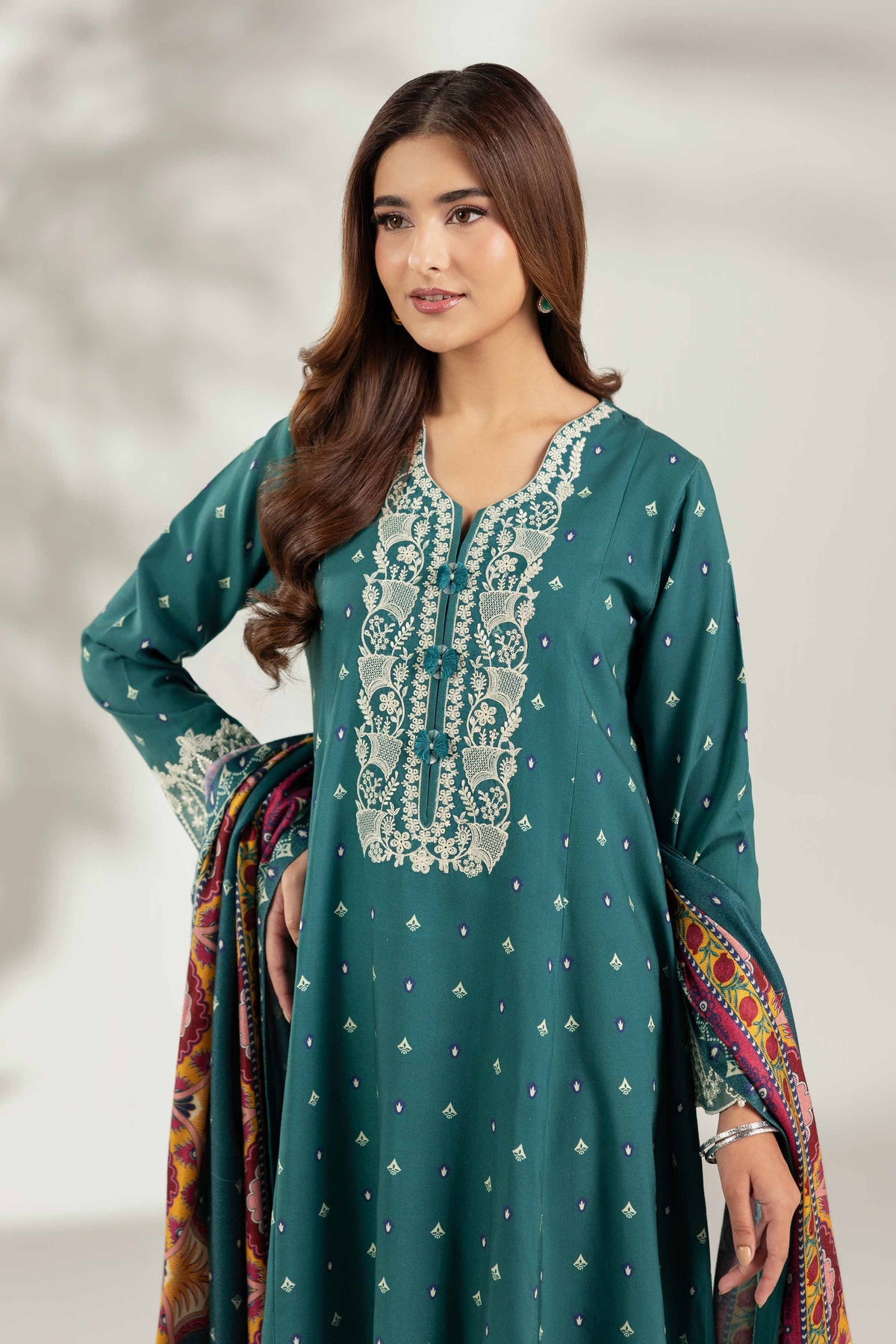 3 Piece - Printed Embroidered Suit  - 42503693