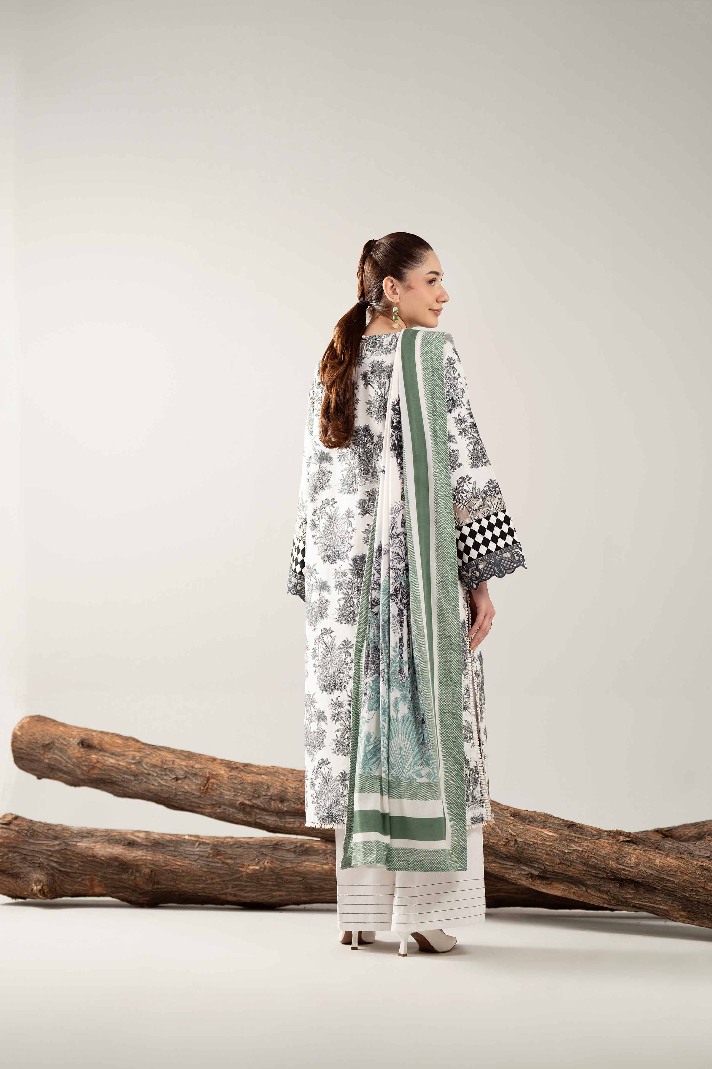 3 Piece - Printed Embroidered Suit - 42503725