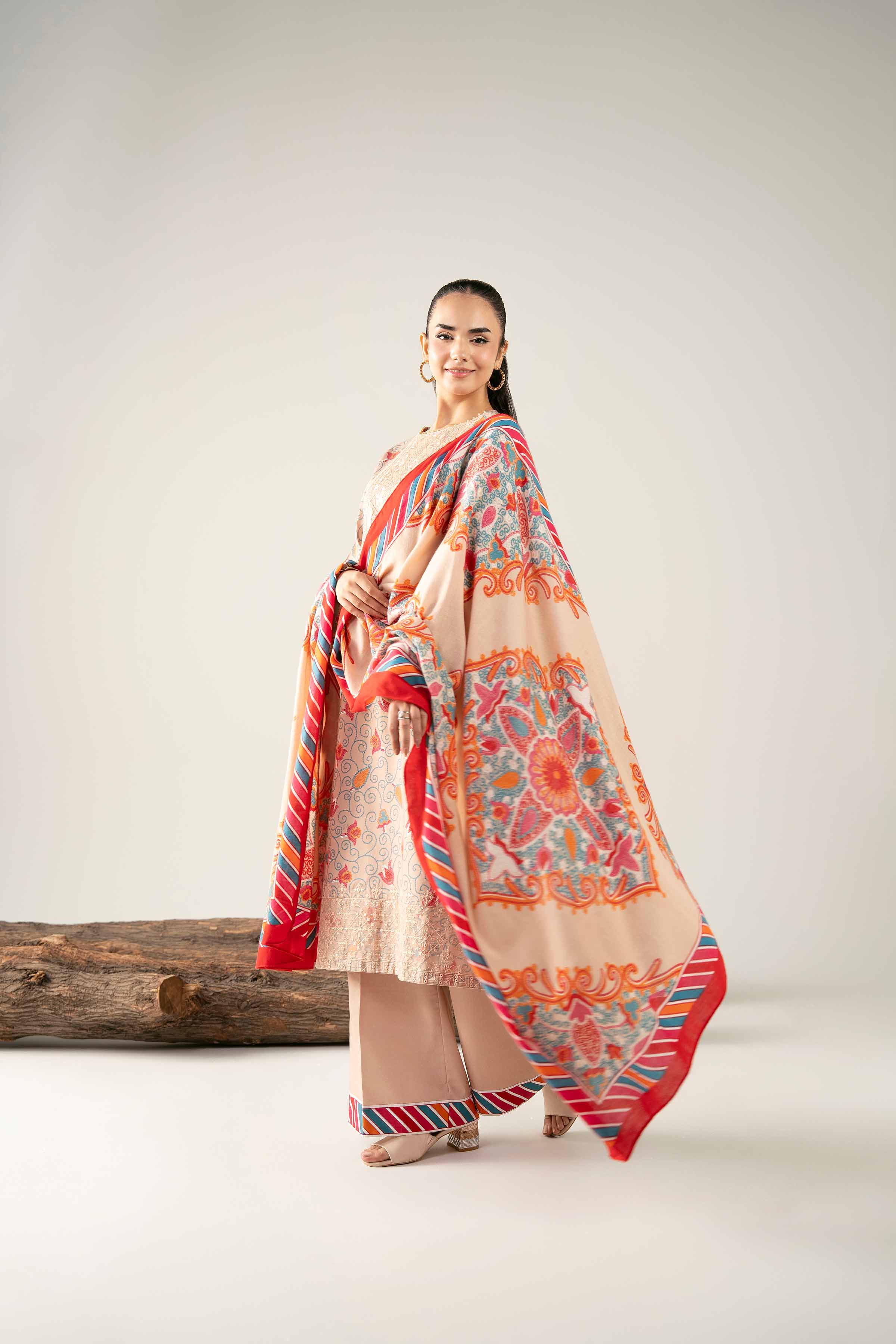 3 Piece - Printed Embroidered Suit - 42503726