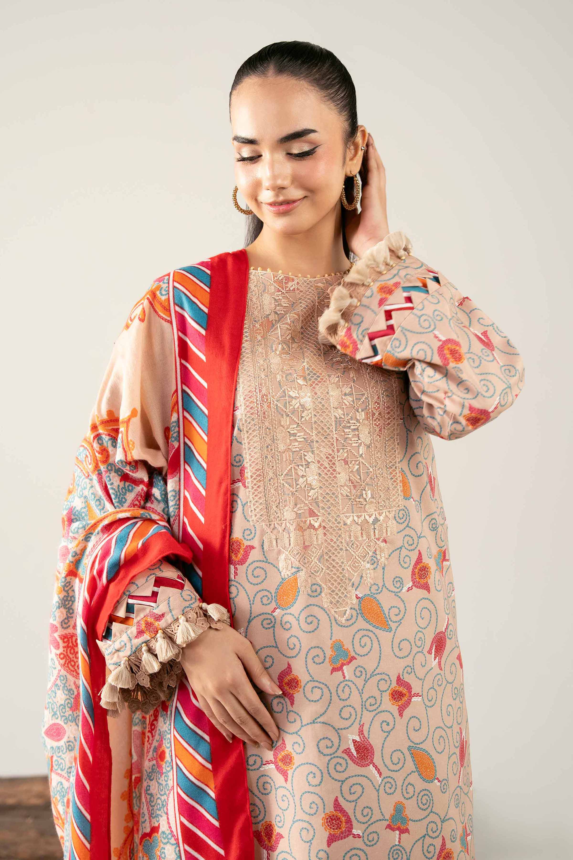 3 Piece - Printed Embroidered Suit - 42503726